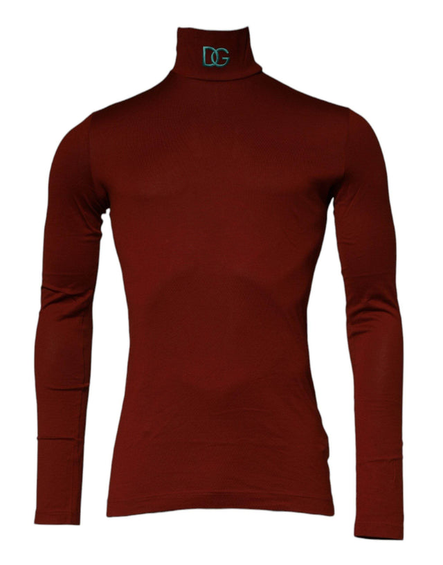 Dolce & Gabbana Red Cotton Turtleneck Men Pullover Sweater - Hilstor
