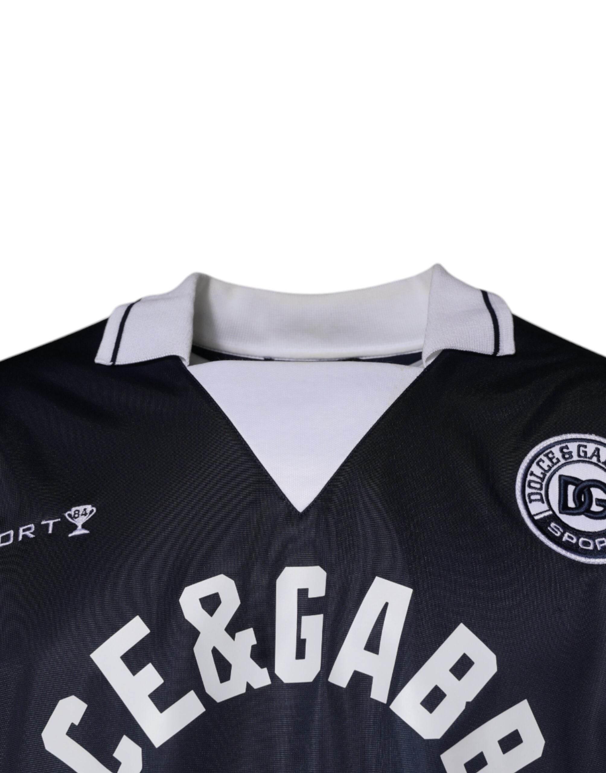 Dolce & Gabbana Blue Logo Jersey Collared Pullover Sweater - Hilstor