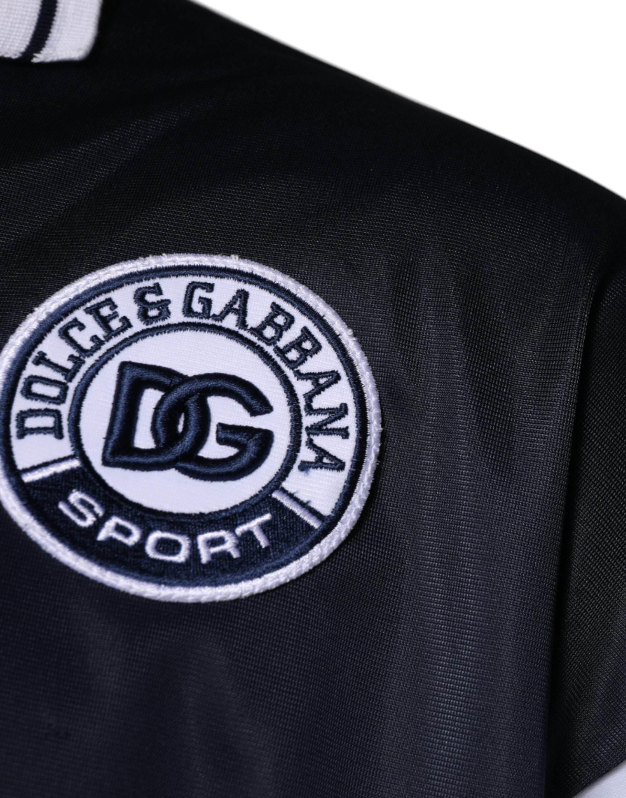 Dolce & Gabbana Blue Logo Jersey Collared Pullover Sweater - Hilstor