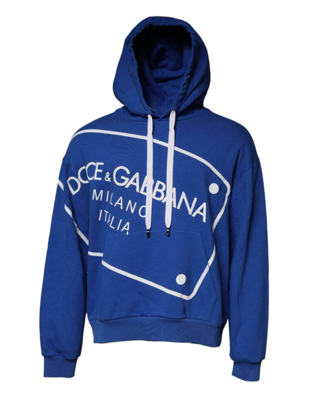 Dolce & Gabbana Blue Logo Print Hooded Sweatshirt Sweater - Hilstor