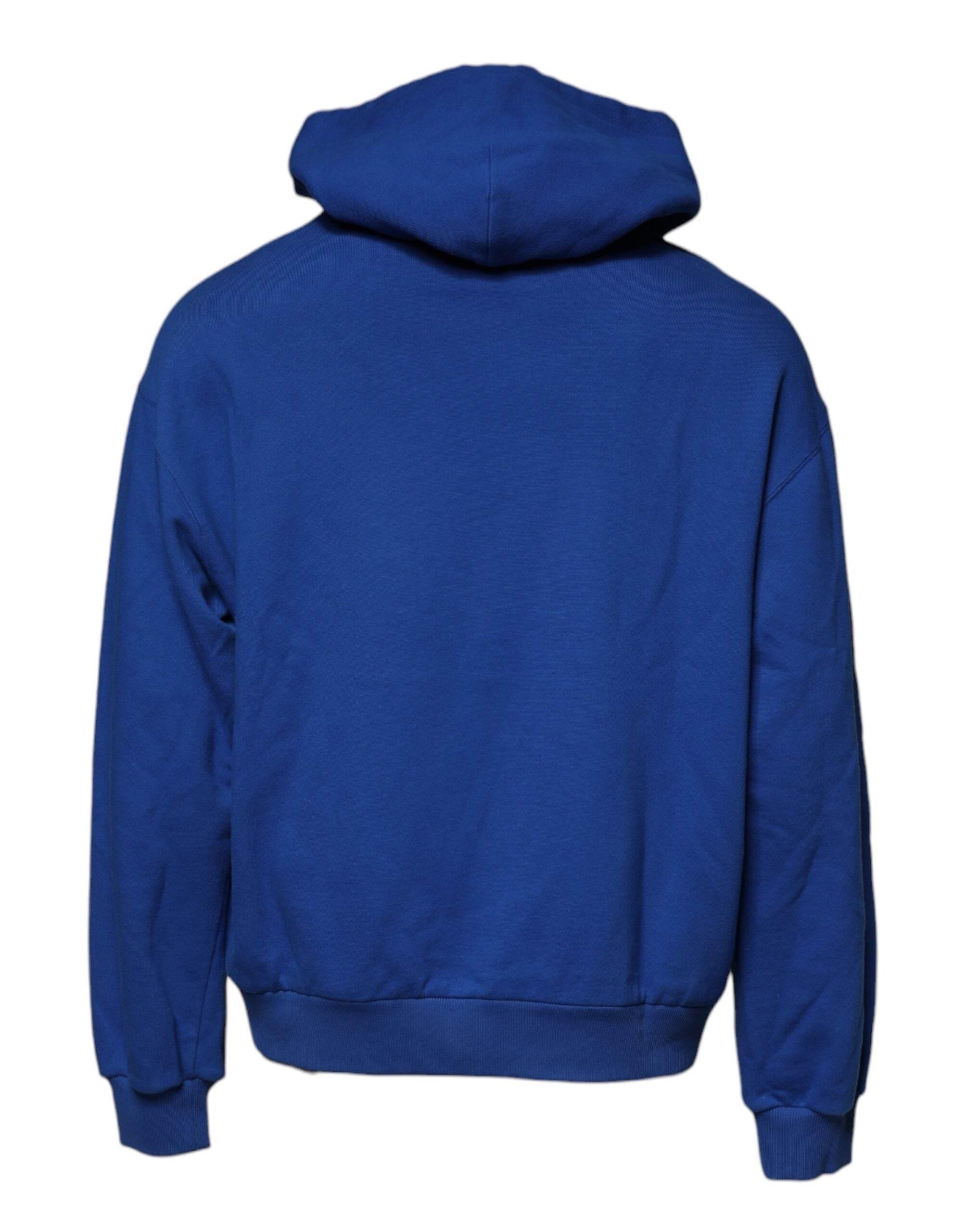 Dolce & Gabbana Blue Logo Print Hooded Sweatshirt Sweater - Hilstor