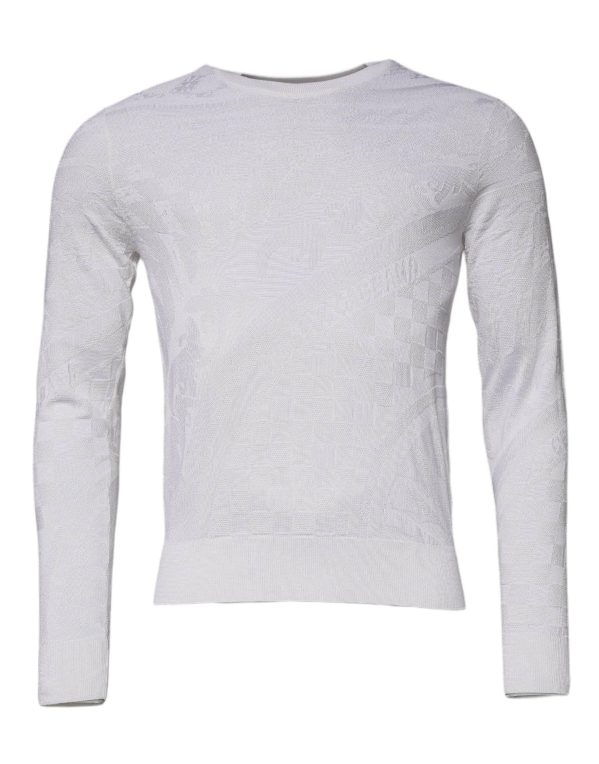 Dolce & Gabbana White Silk Crew Neck Men Pullover Sweater - Hilstor
