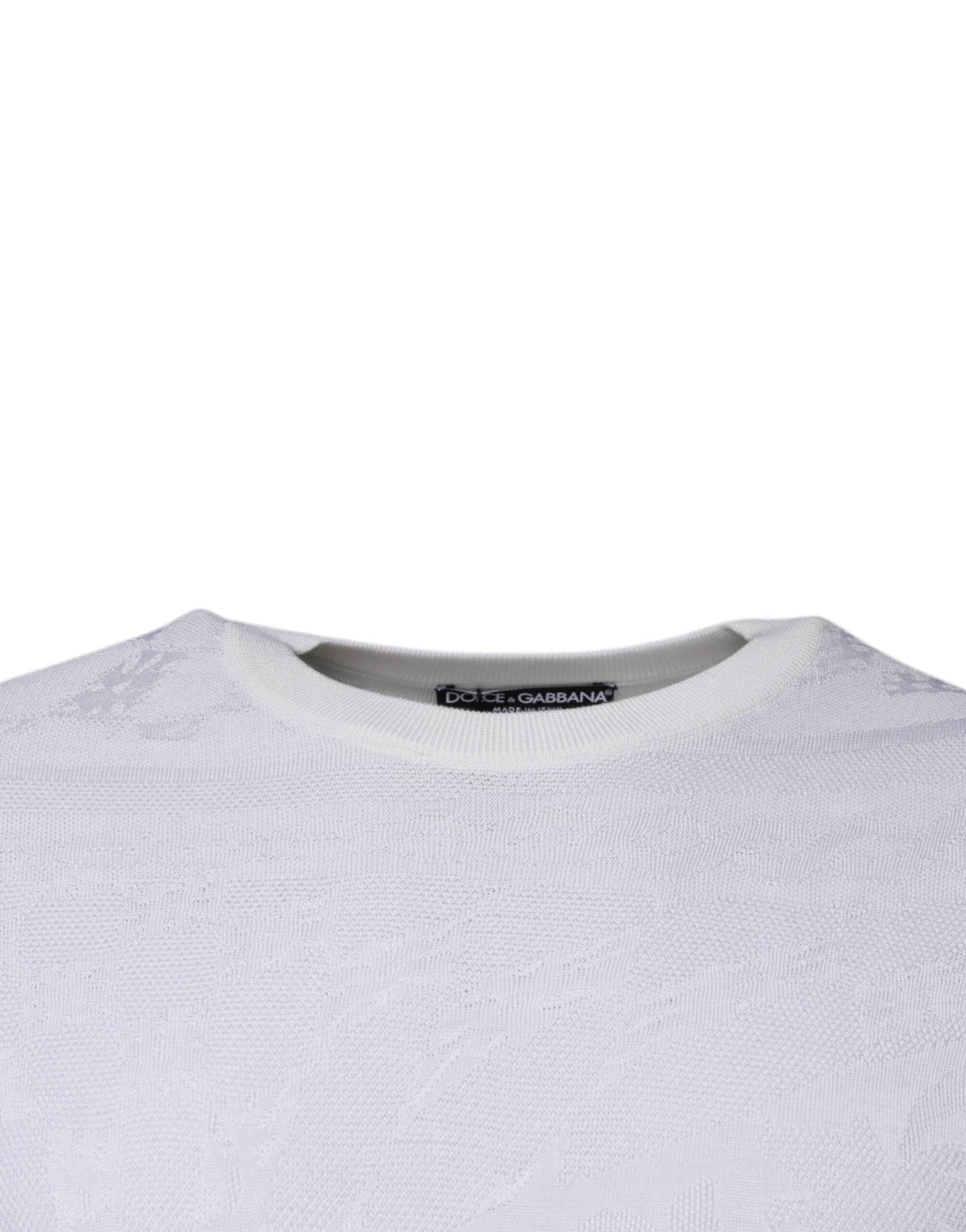 Dolce & Gabbana White Silk Crew Neck Men Pullover Sweater - Hilstor