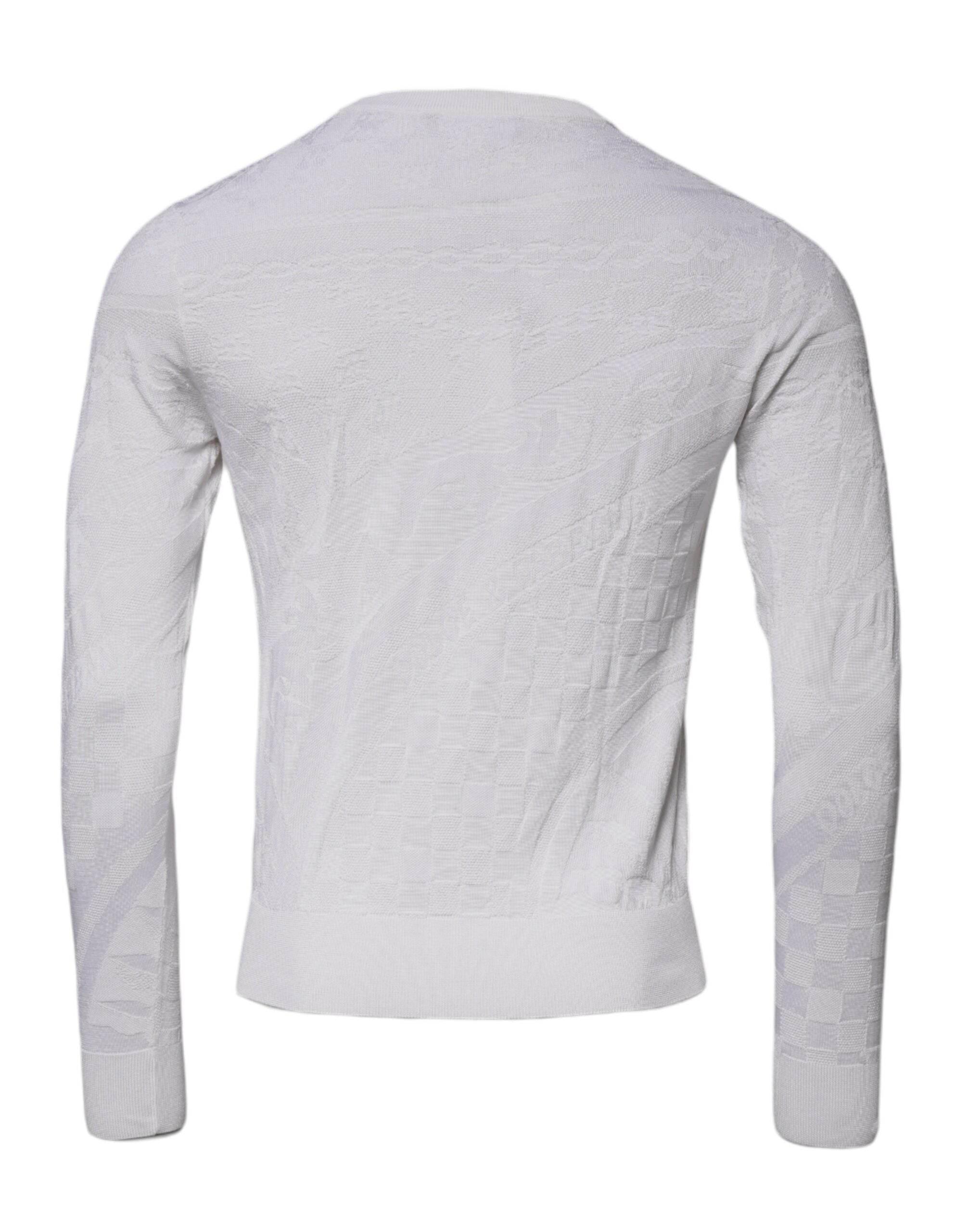 Dolce & Gabbana White Silk Crew Neck Men Pullover Sweater - Hilstor