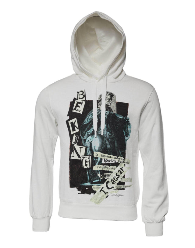 Dolce & Gabbana White Caesar Cotton Hooded Pullover Sweater - Hilstor
