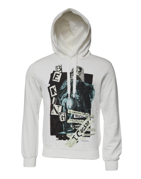 Dolce & Gabbana White Caesar Cotton Hooded Pullover Sweater - Hilstor