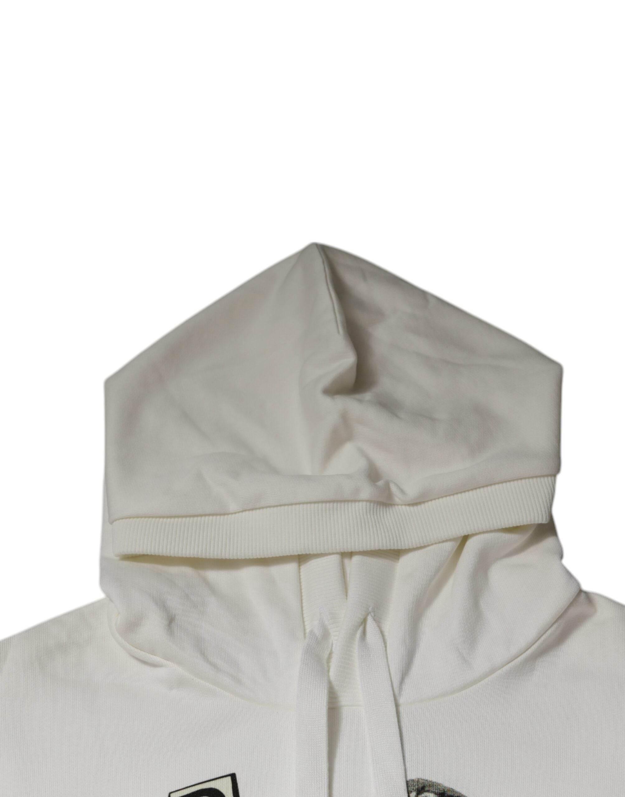 Dolce & Gabbana White Caesar Cotton Hooded Pullover Sweater - Hilstor
