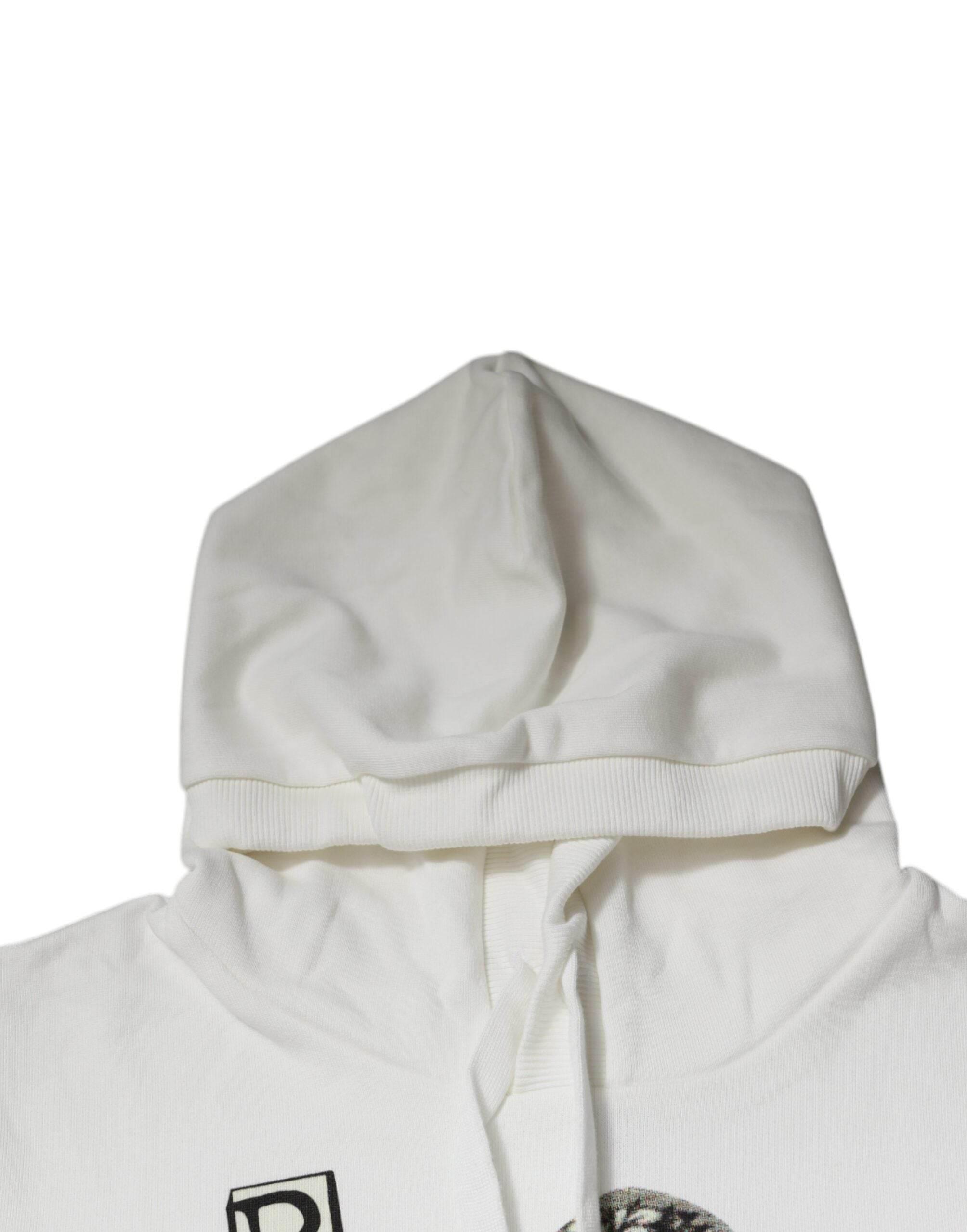 Dolce & Gabbana White Caesar Cotton Hooded Pullover Sweater - Hilstor