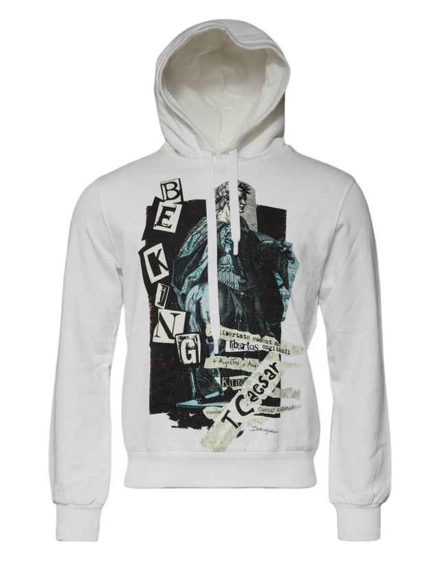 Dolce & Gabbana White Caesar Cotton Hooded Pullover Sweater - Hilstor