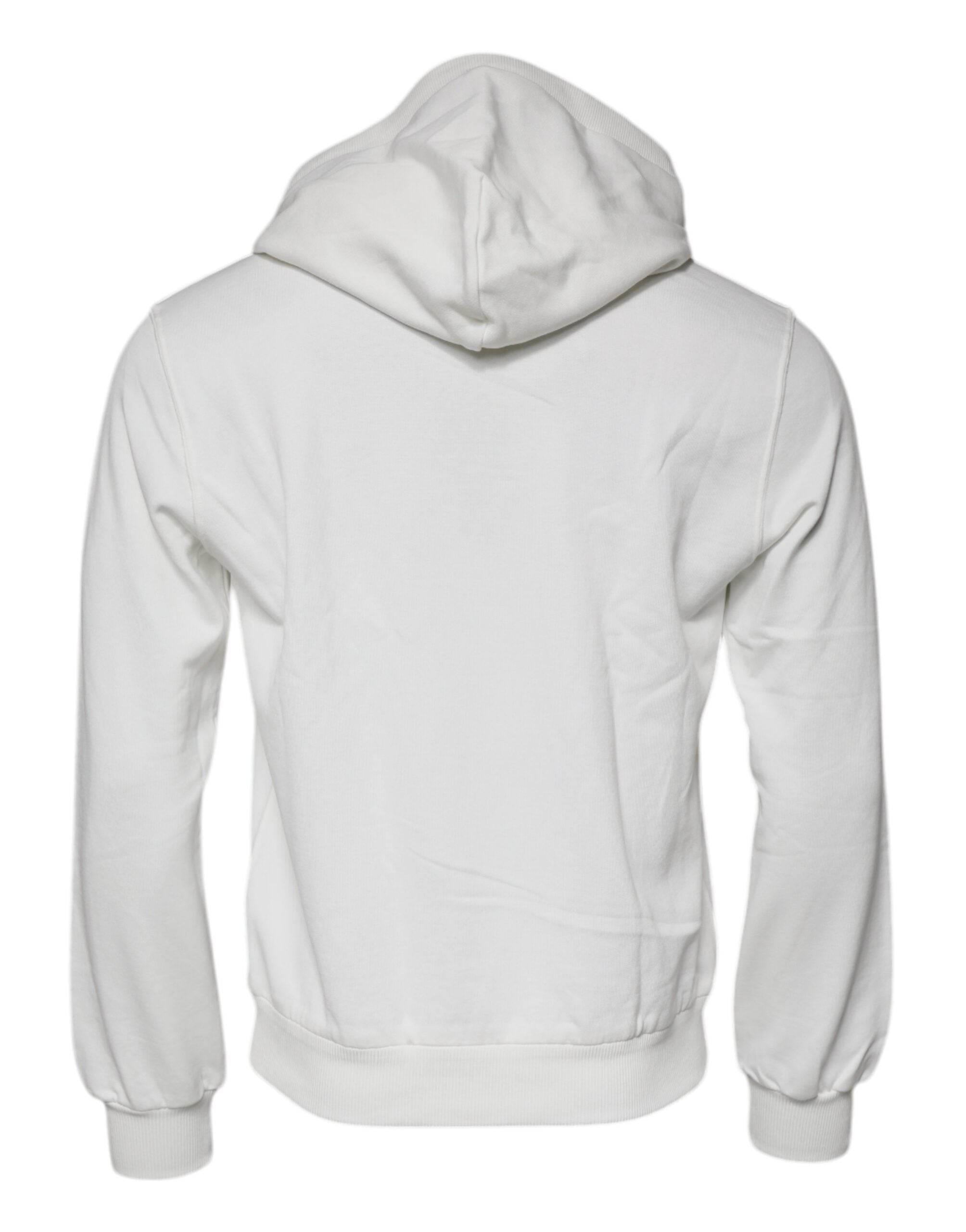 Dolce & Gabbana White Caesar Cotton Hooded Pullover Sweater - Hilstor