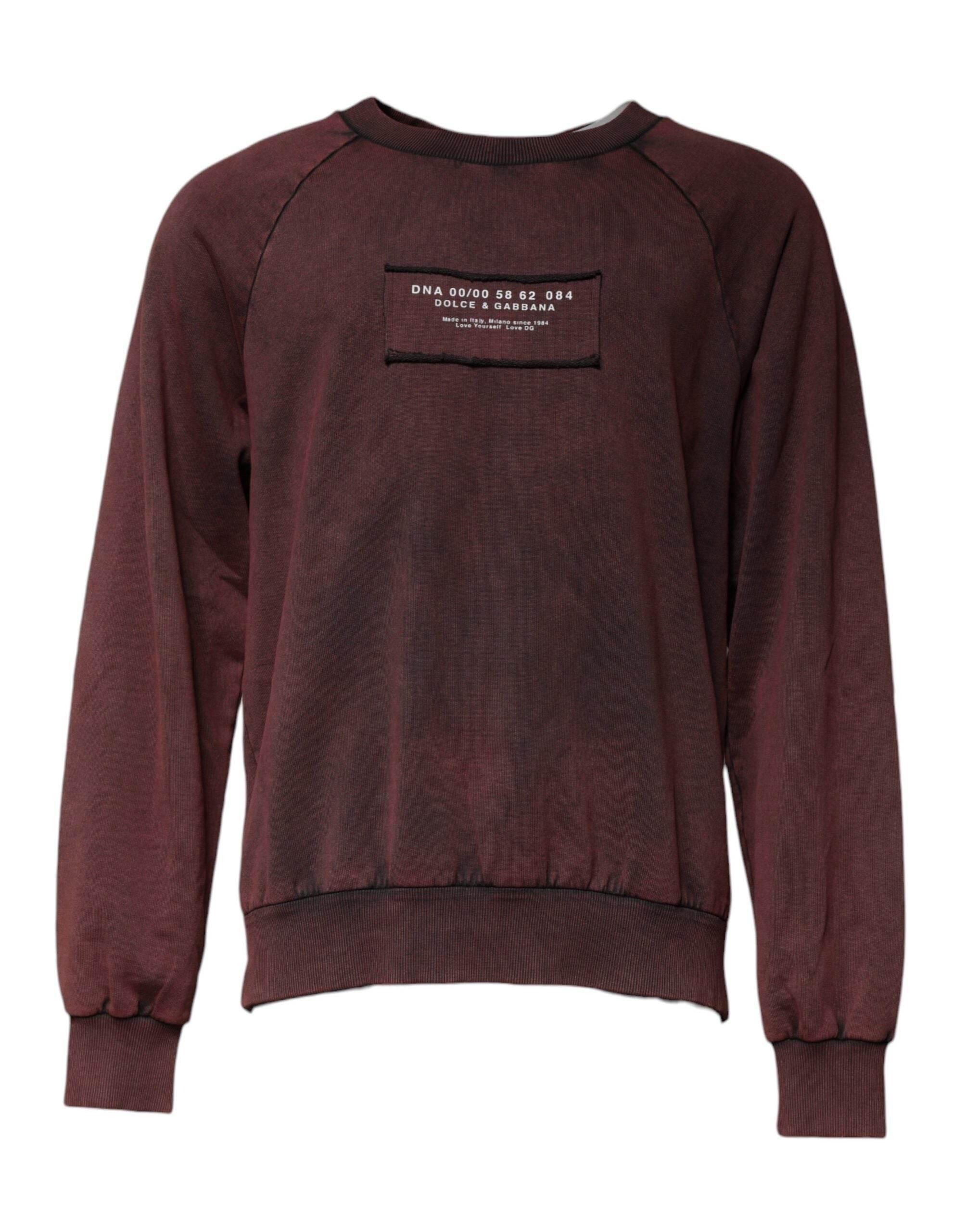 Dolce & Gabbana Brown Logo Cotton Crew Neck Pullover Sweater - Hilstor