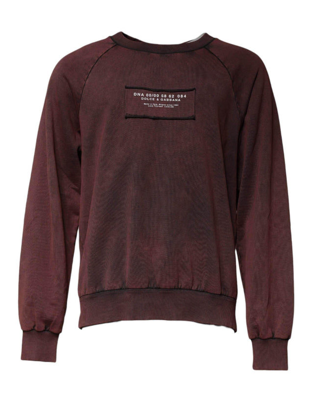 Dolce & Gabbana Brown Logo Cotton Crew Neck Pullover Sweater - Hilstor