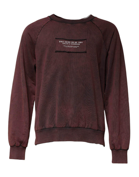 Dolce & Gabbana Brown Logo Cotton Crew Neck Pullover Sweater - Hilstor