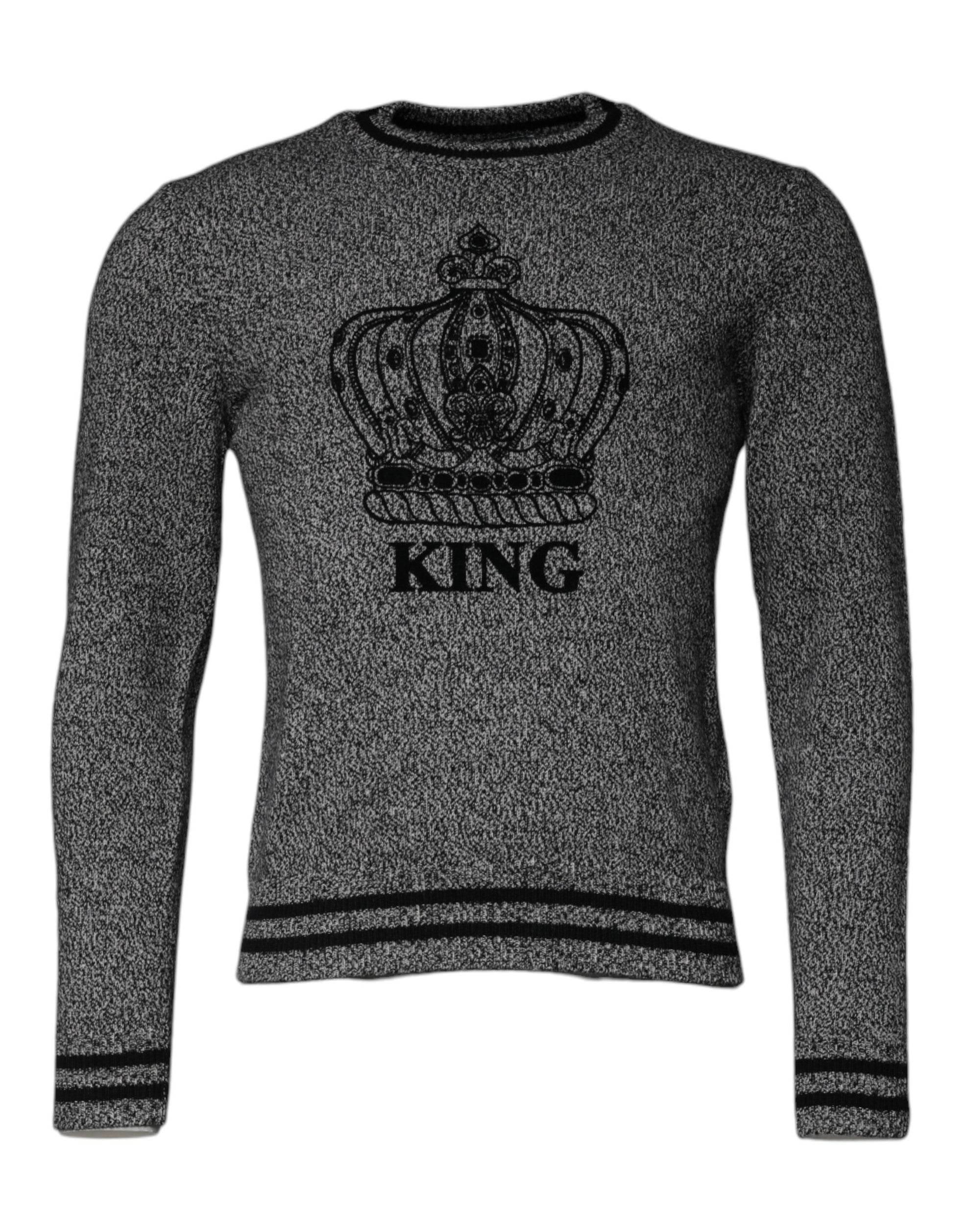 Dolce & Gabbana Gray Crown King Cashmere Pullover Sweater - Hilstor