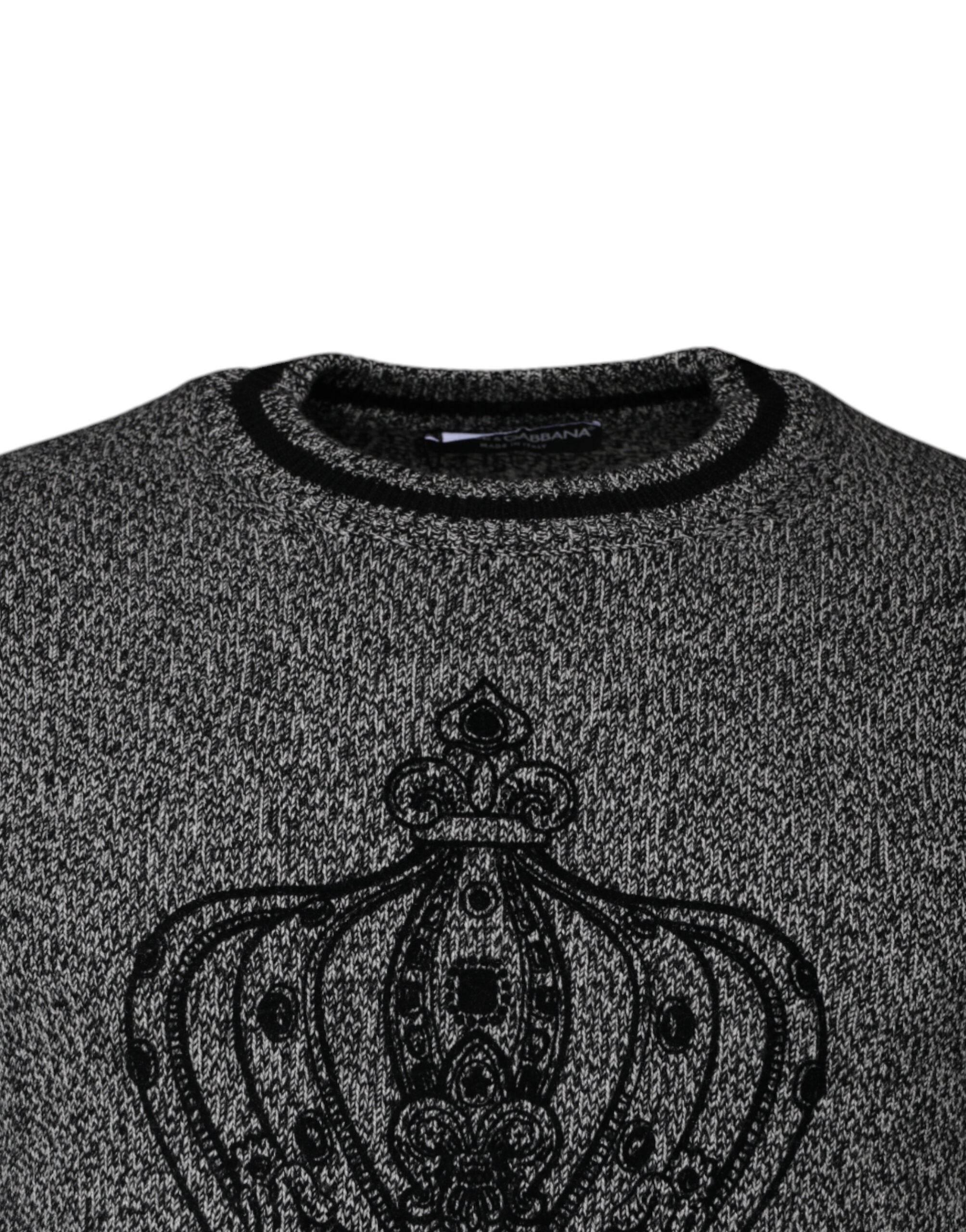 Dolce & Gabbana Gray Crown King Cashmere Pullover Sweater - Hilstor
