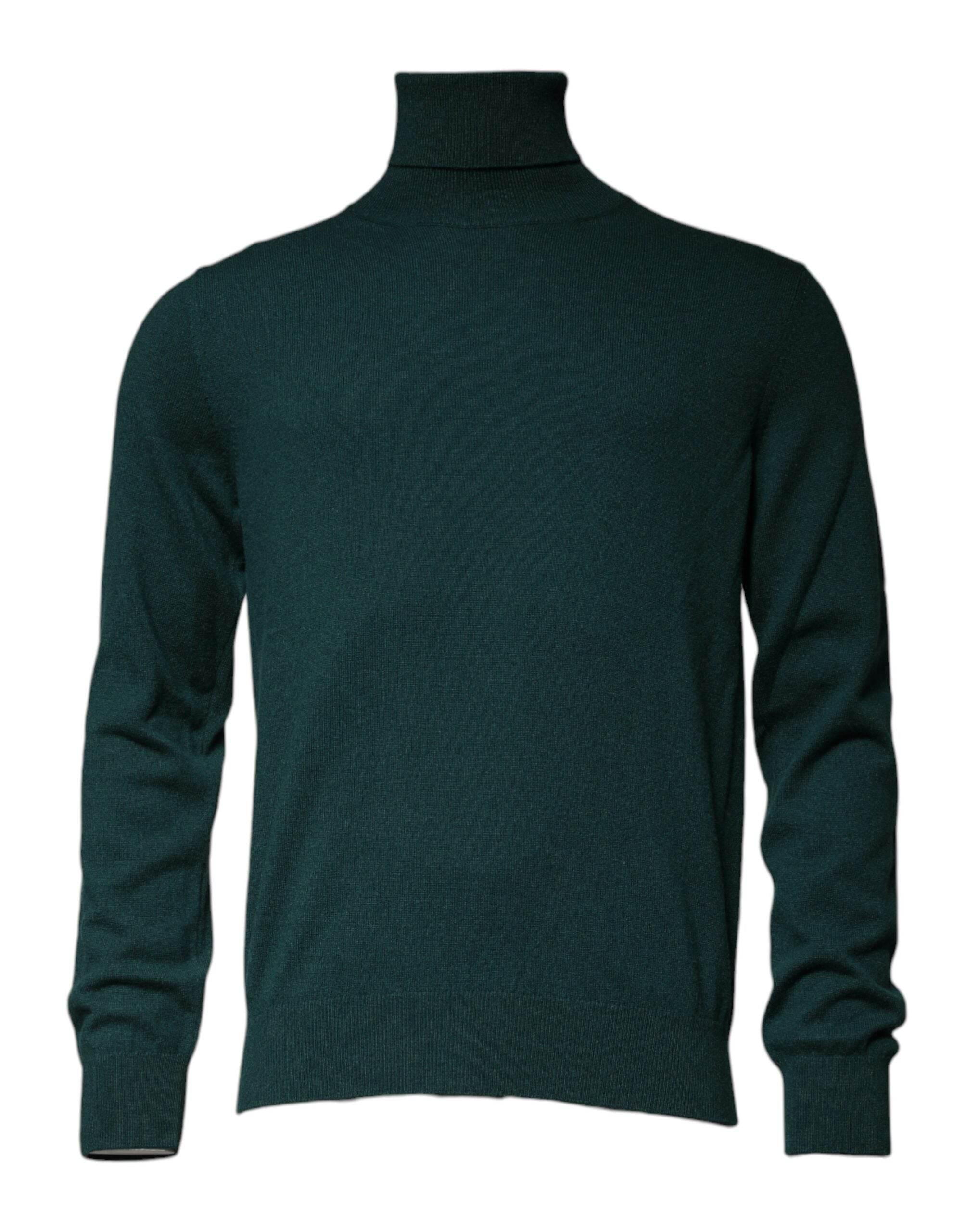Dolce & Gabbana Green Cashmere Turtleneck Men Pullover Sweater - Hilstor