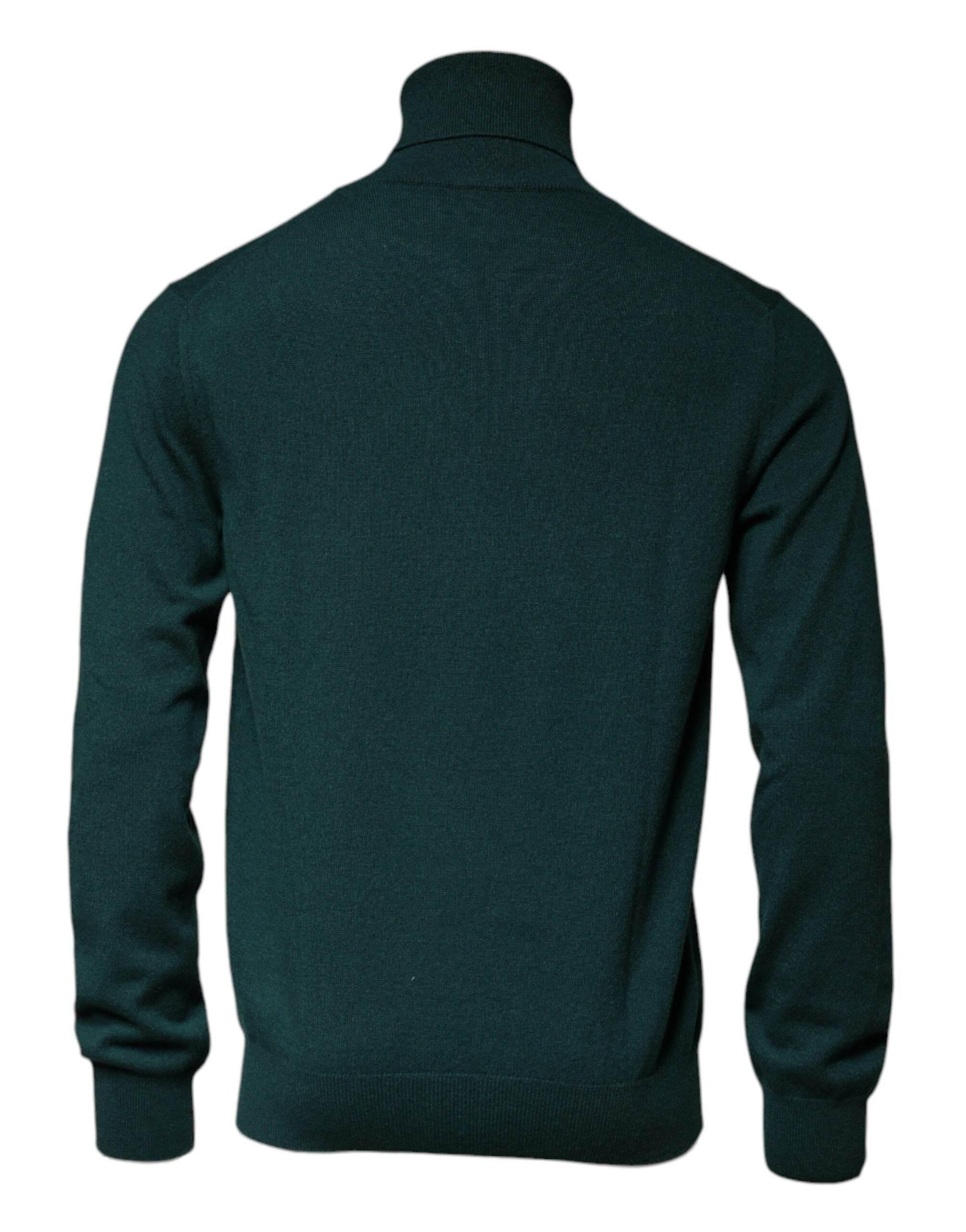 Dolce & Gabbana Green Cashmere Turtleneck Men Pullover Sweater - Hilstor