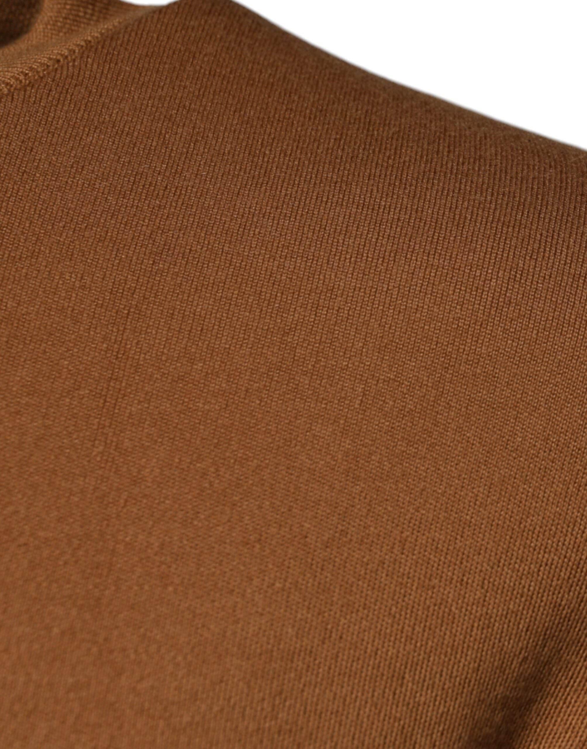 Dolce & Gabbana Brown Logo Plaque Crew Neck Pullover Sweater - Hilstor