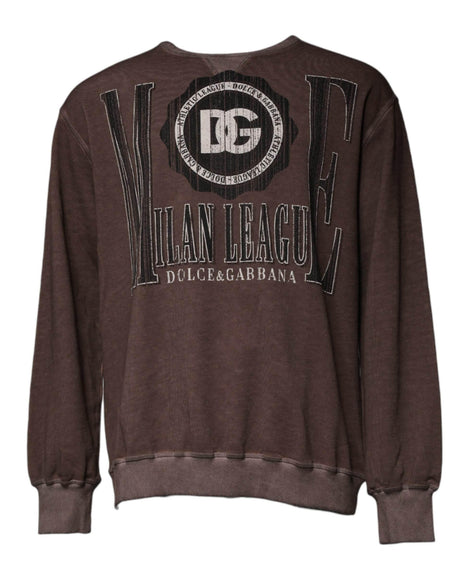Dolce & Gabbana Brown Logo Print Crew Neck Pullover Sweater - Hilstor
