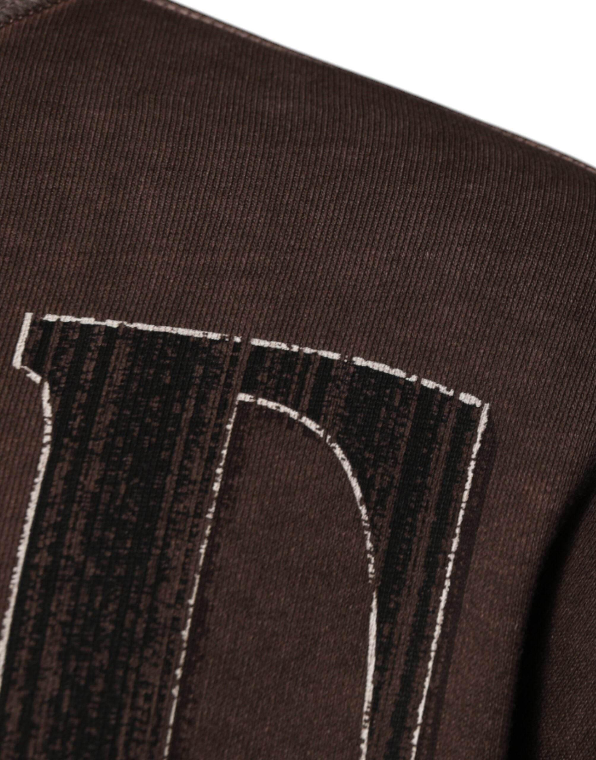 Dolce & Gabbana Brown Logo Print Crew Neck Pullover Sweater - Hilstor