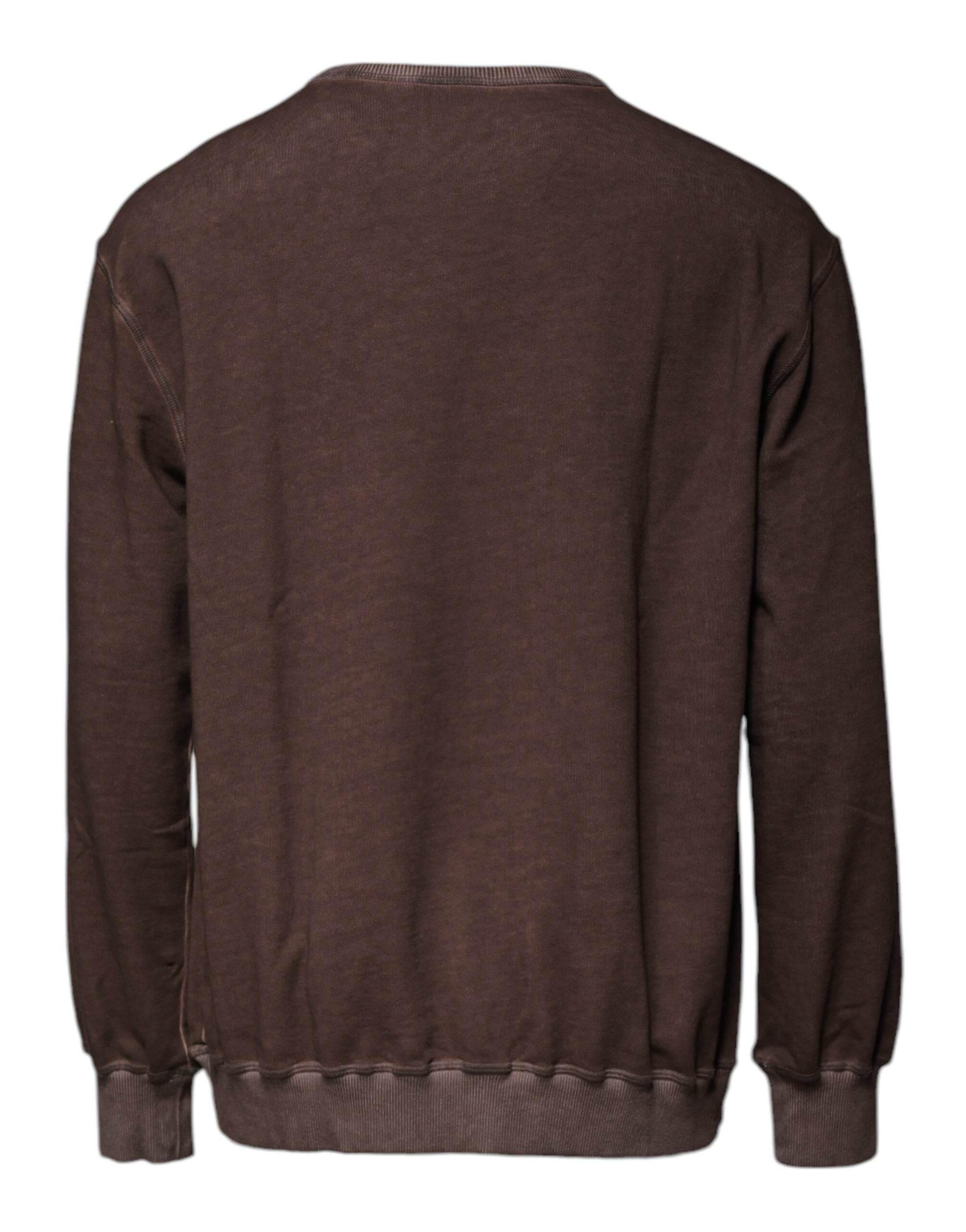 Dolce & Gabbana Brown Logo Print Crew Neck Pullover Sweater - Hilstor