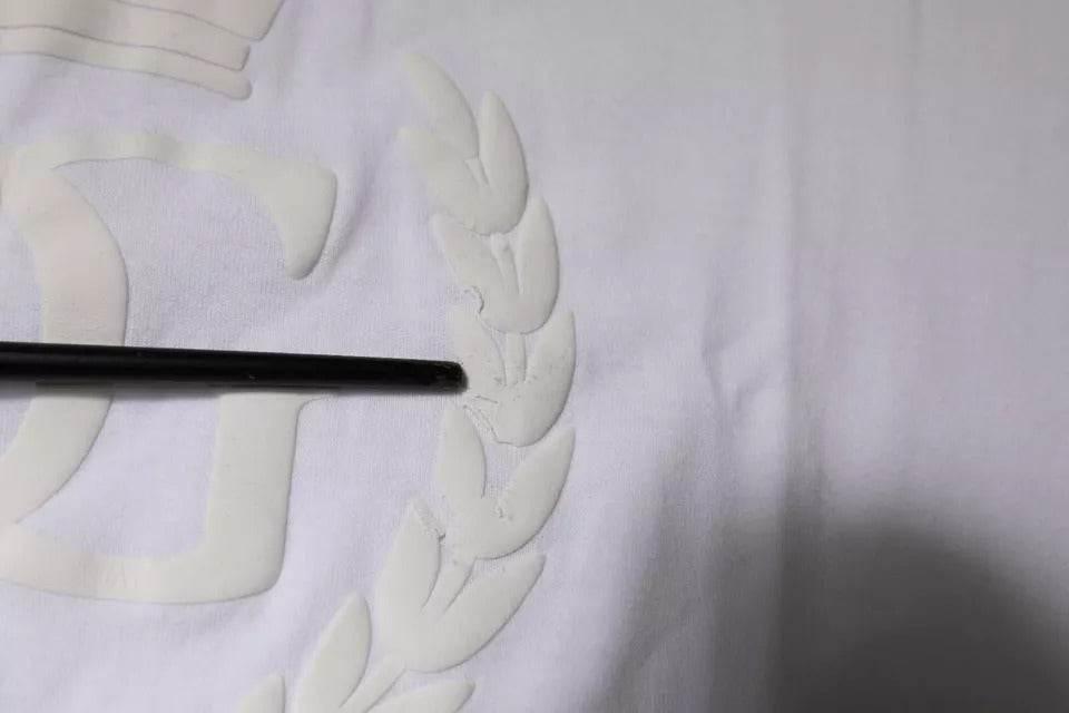 Dolce & Gabbana White Logo Embossed Cotton Crewneck T-shirt - Hilstor