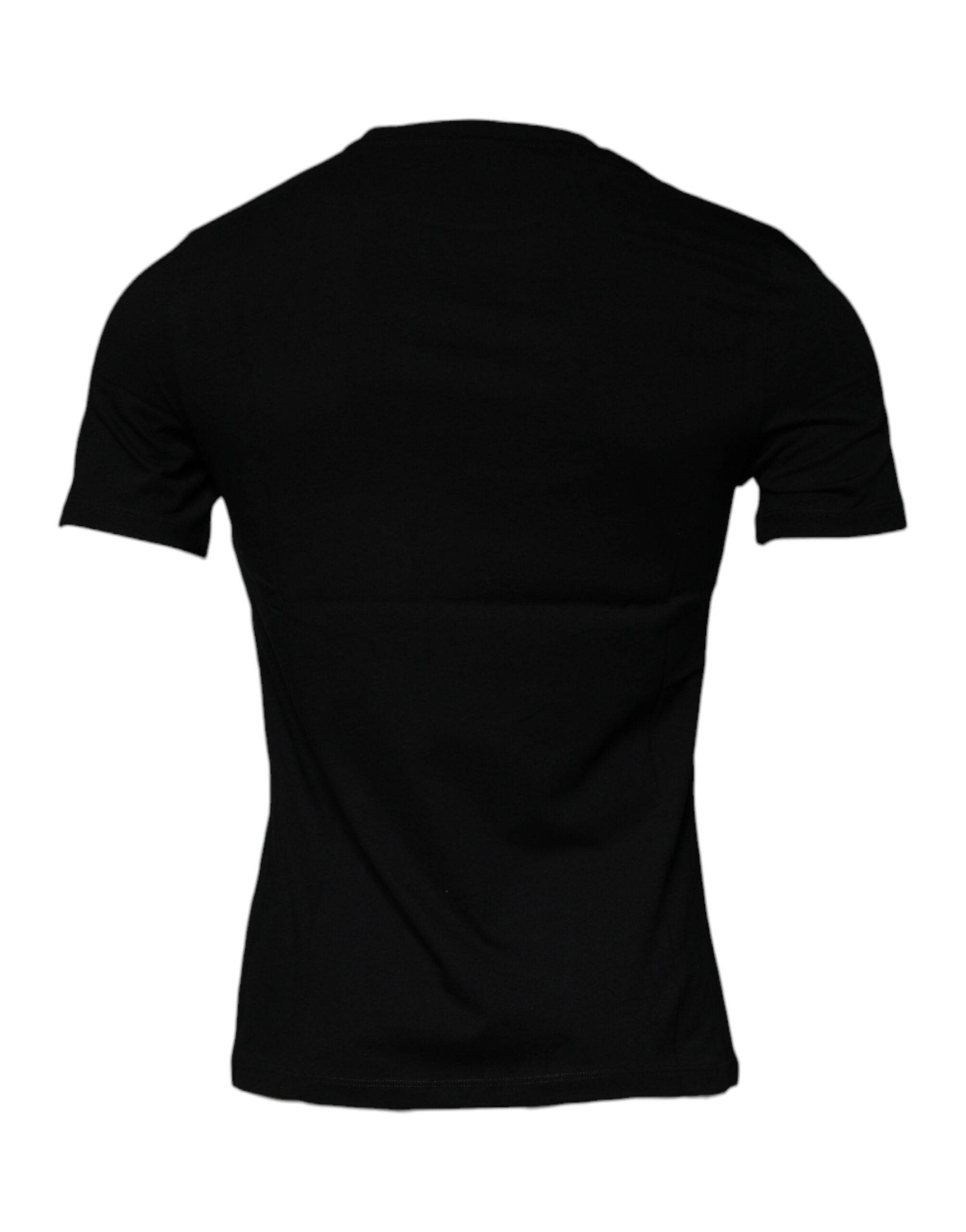 Versace Black Medusa Print Cotton Crew Neck Men T-shirt - Hilstor