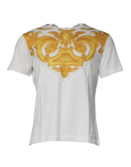 Versace White Medusa Print Cotton Crew Neck T-shirt - Hilstor