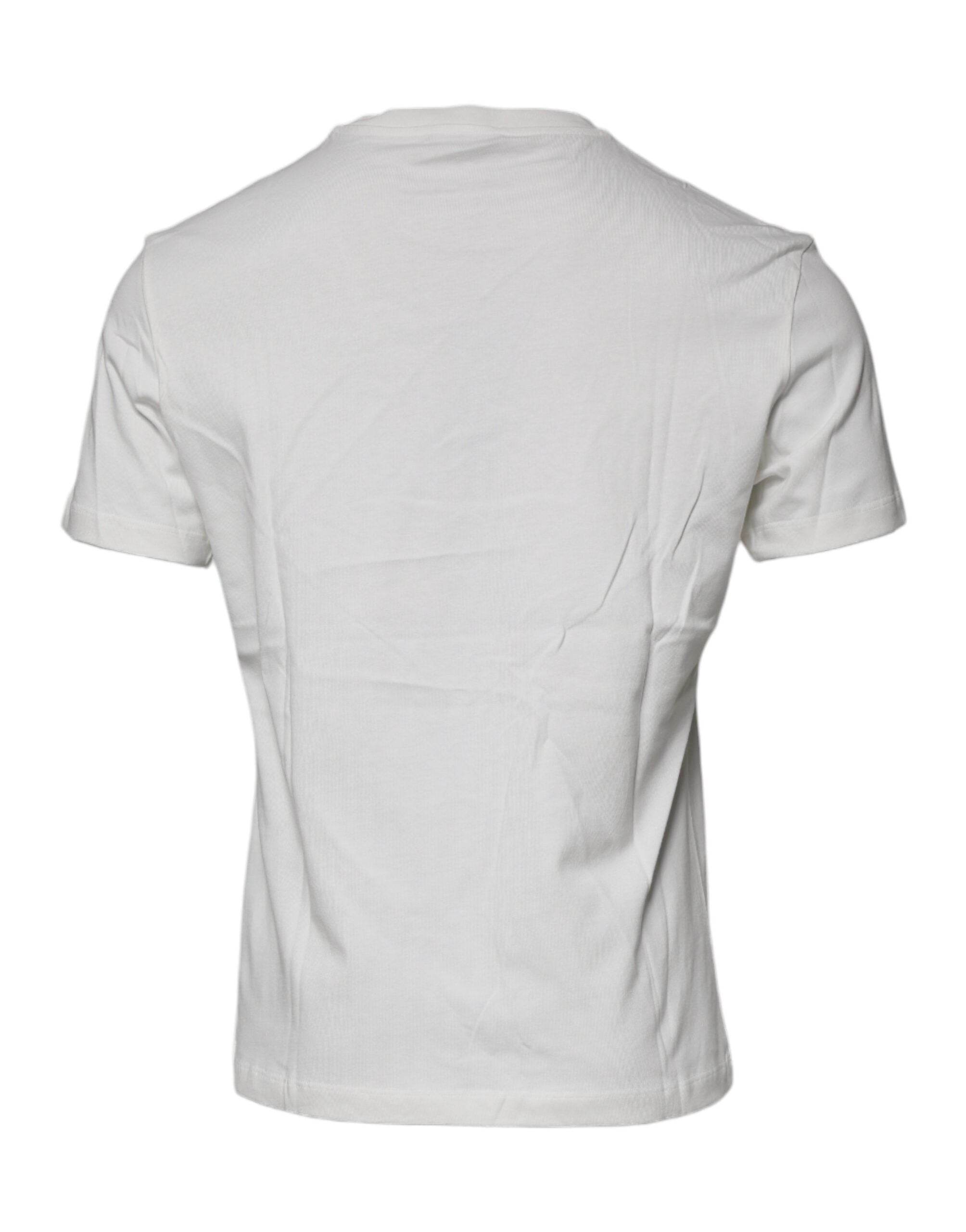 Versace White Medusa Print Cotton Crew Neck T-shirt - Hilstor