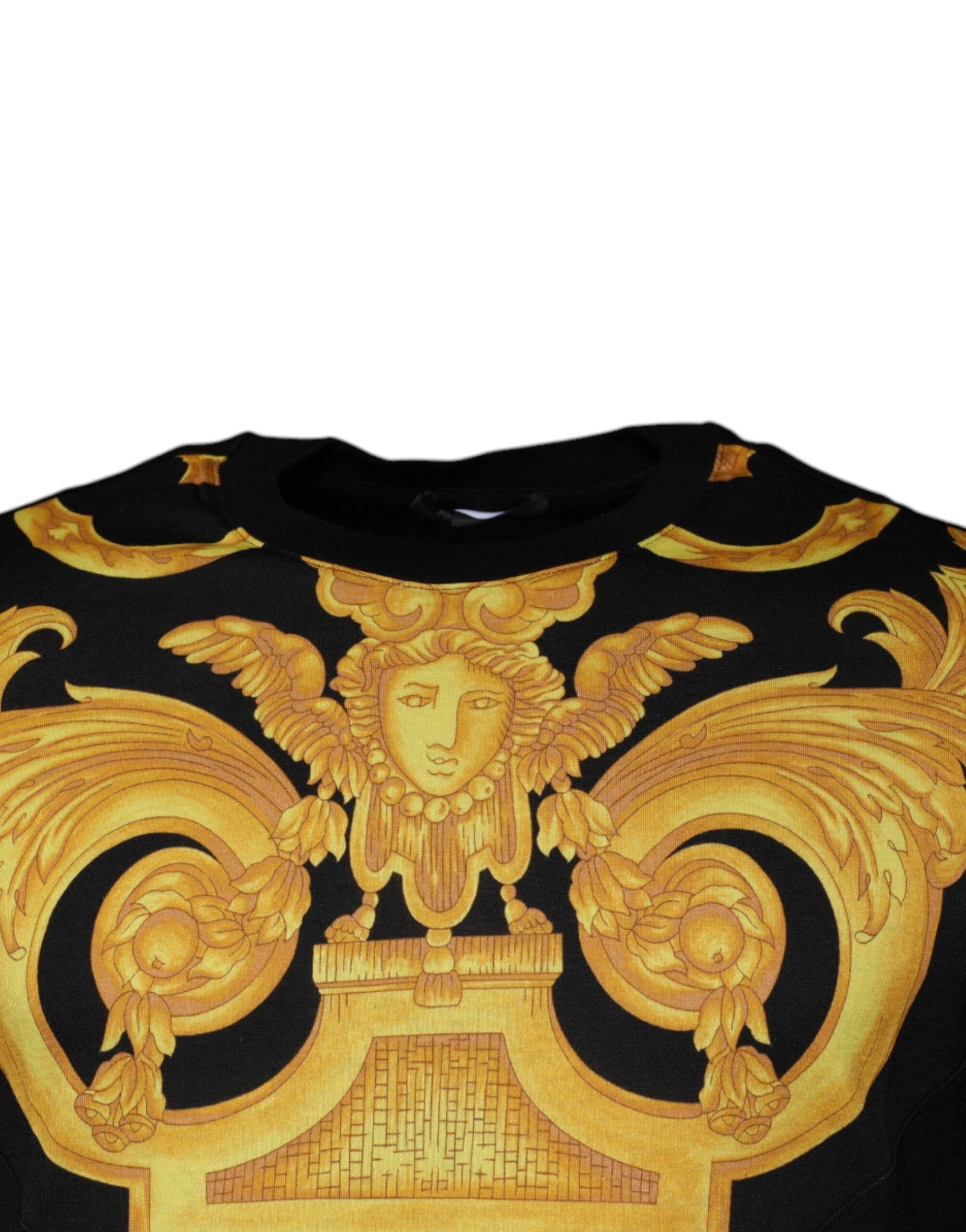 Versace Black Medusa Print Cotton Crew Neck T-shirt - Hilstor