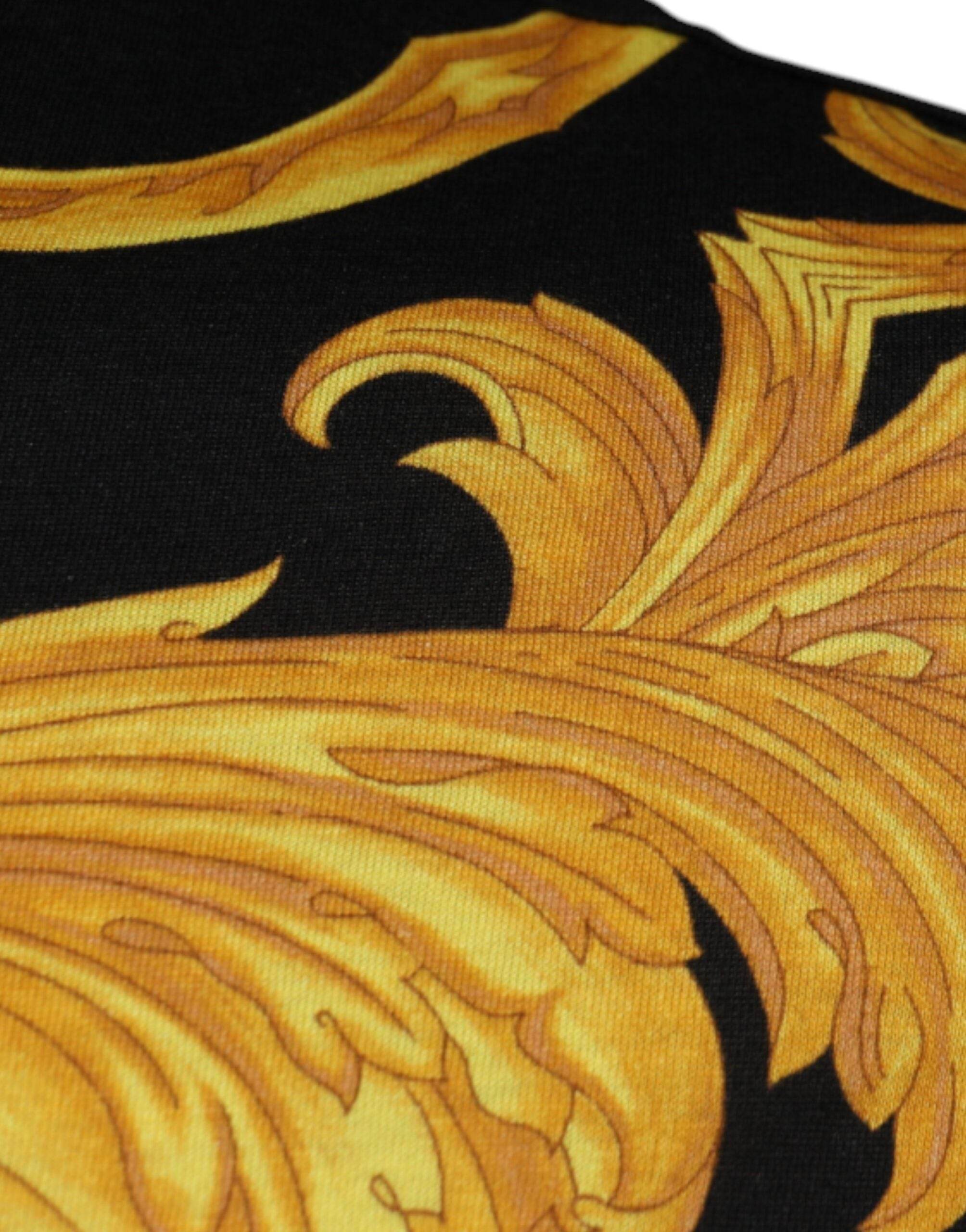 Versace Black Medusa Print Cotton Crew Neck T-shirt - Hilstor