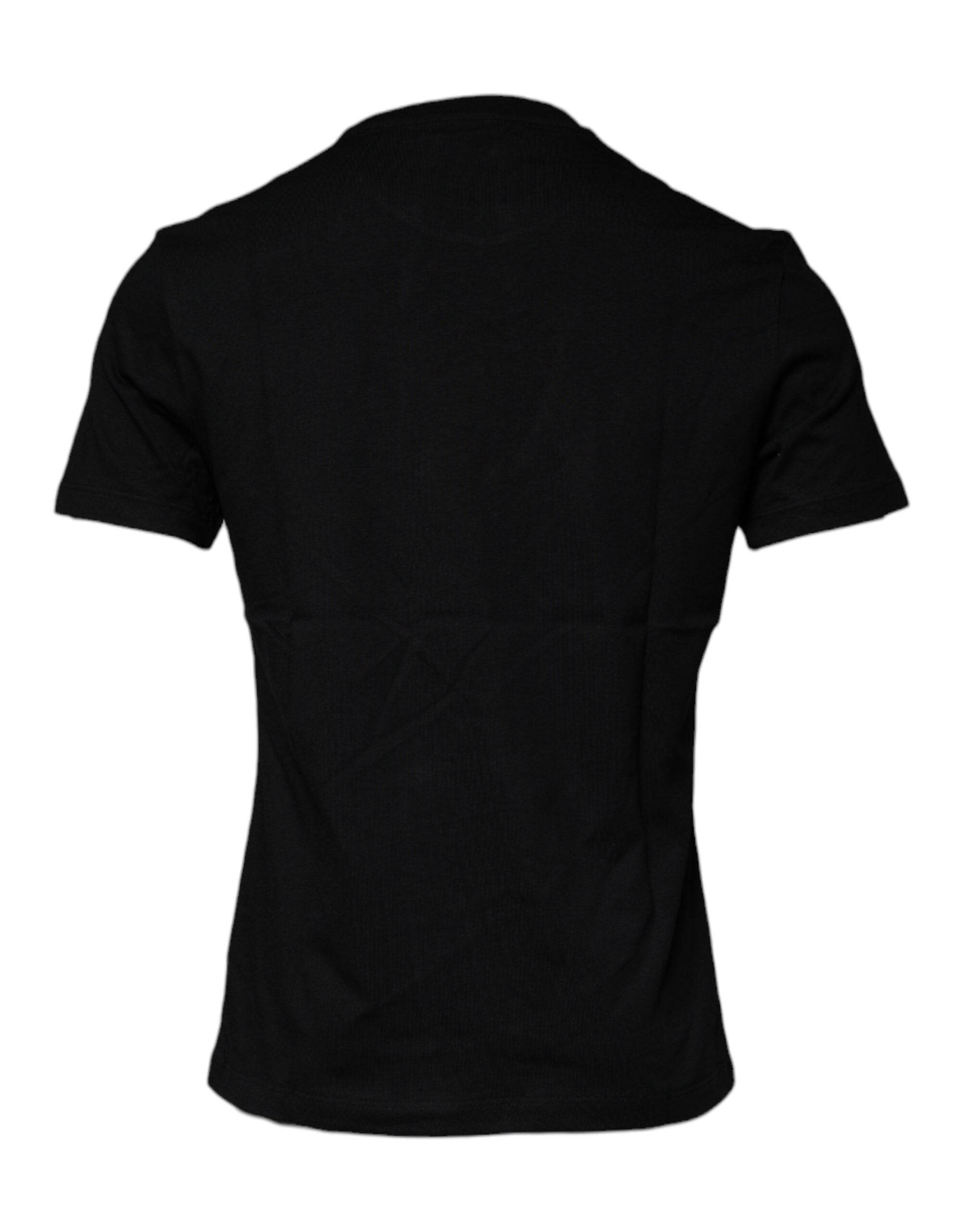 Versace Black Medusa Print Cotton Crew Neck T-shirt - Hilstor