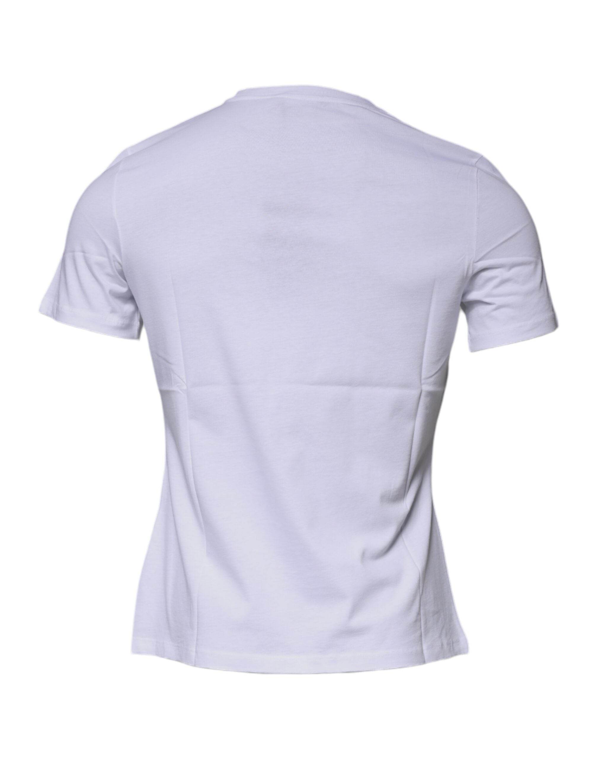 Versace White Medusa Print Cotton Crew Neck T-shirt - Hilstor