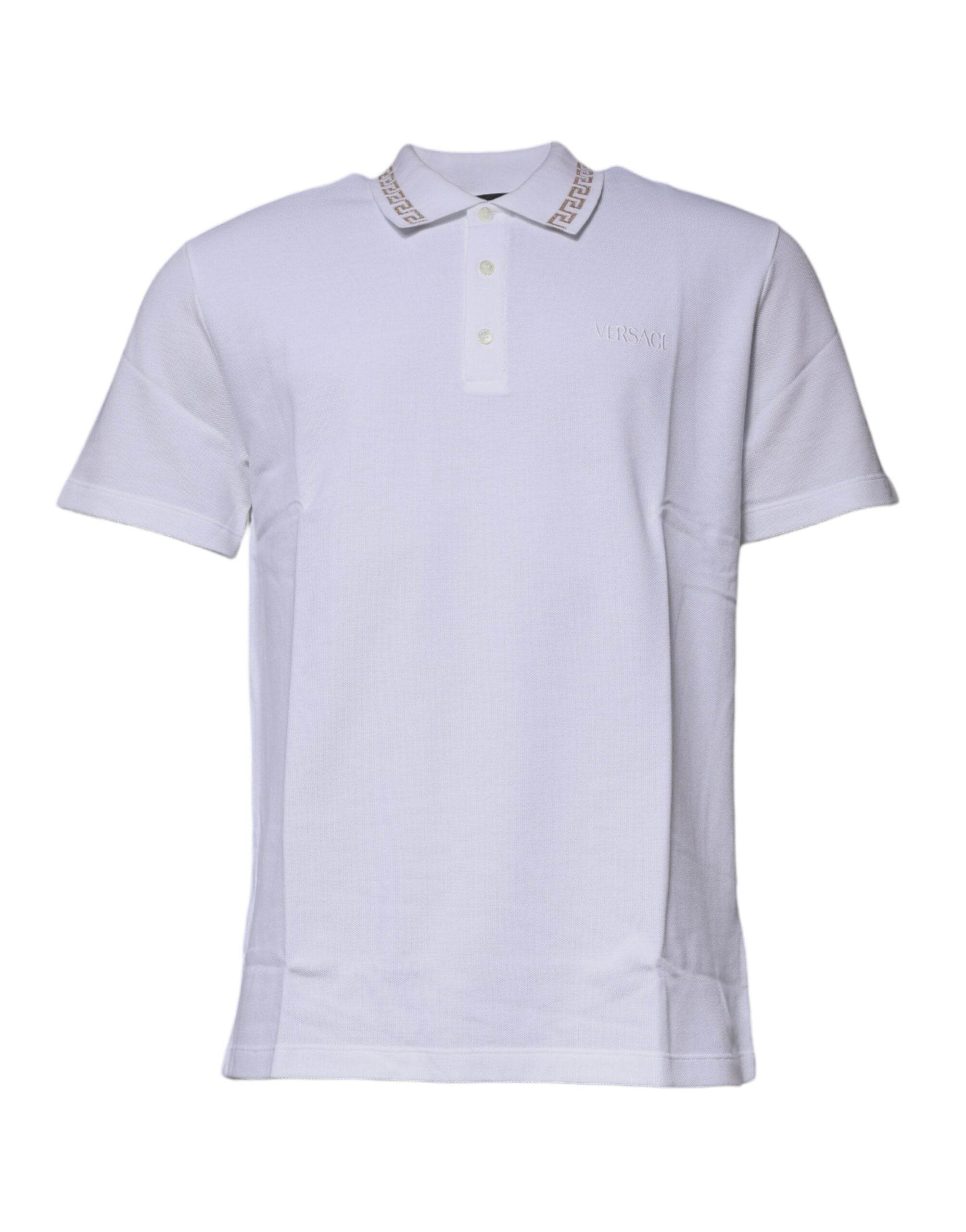 Versace White Viscose Collared Men Polo Short Sleeves T-shirt - Hilstor