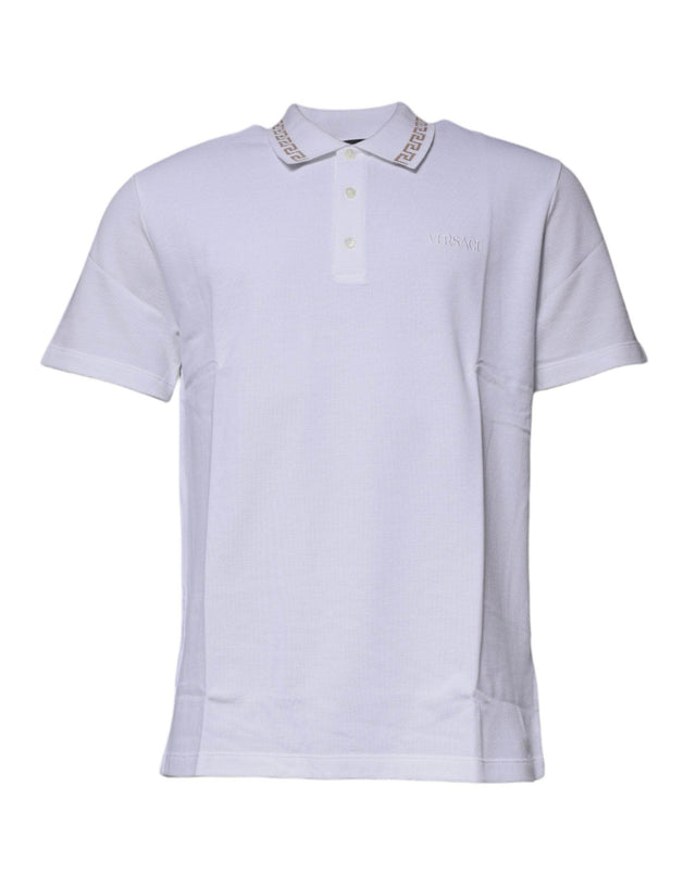 Versace White Viscose Collared Men Polo Short Sleeves T-shirt - Hilstor