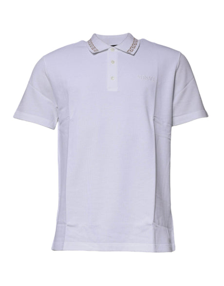 Versace White Viscose Collared Men Polo Short Sleeves T-shirt - Hilstor