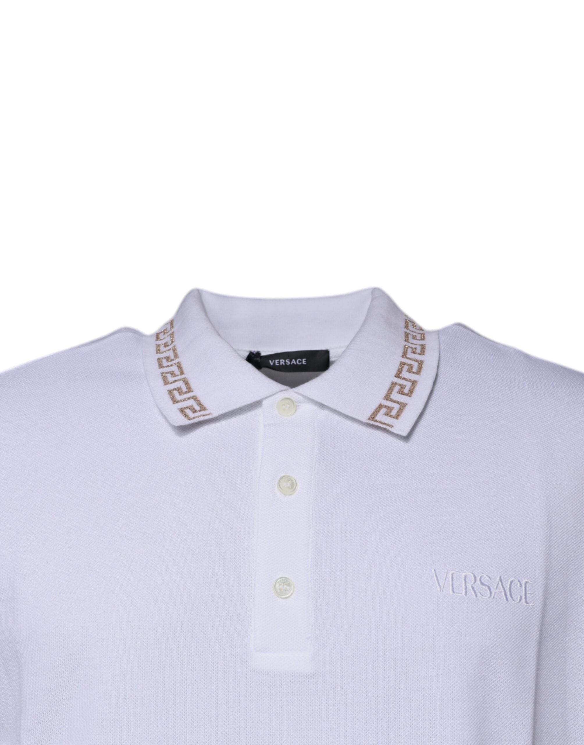 Versace White Viscose Collared Men Polo Short Sleeves T-shirt - Hilstor