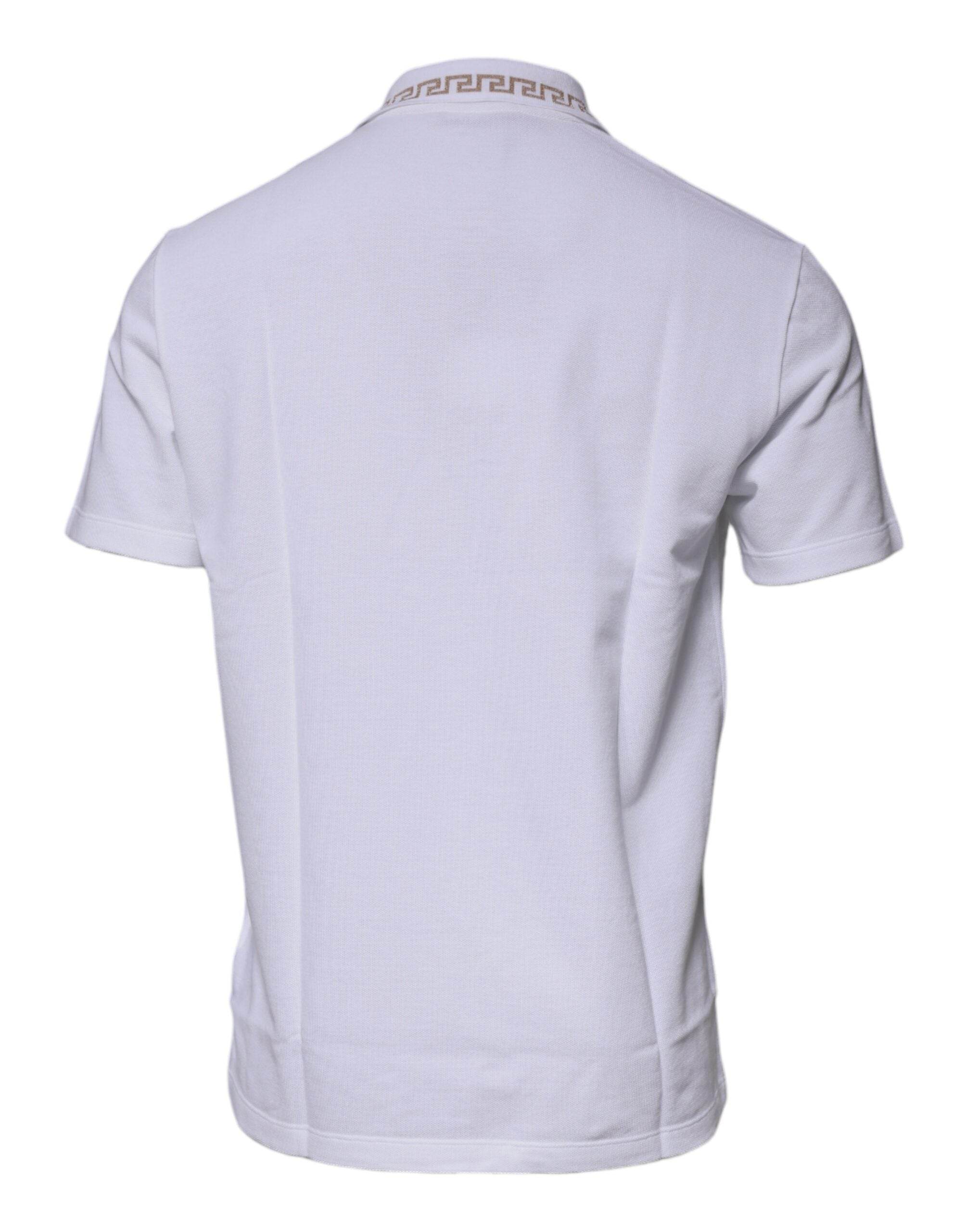Versace White Viscose Collared Men Polo Short Sleeves T-shirt - Hilstor