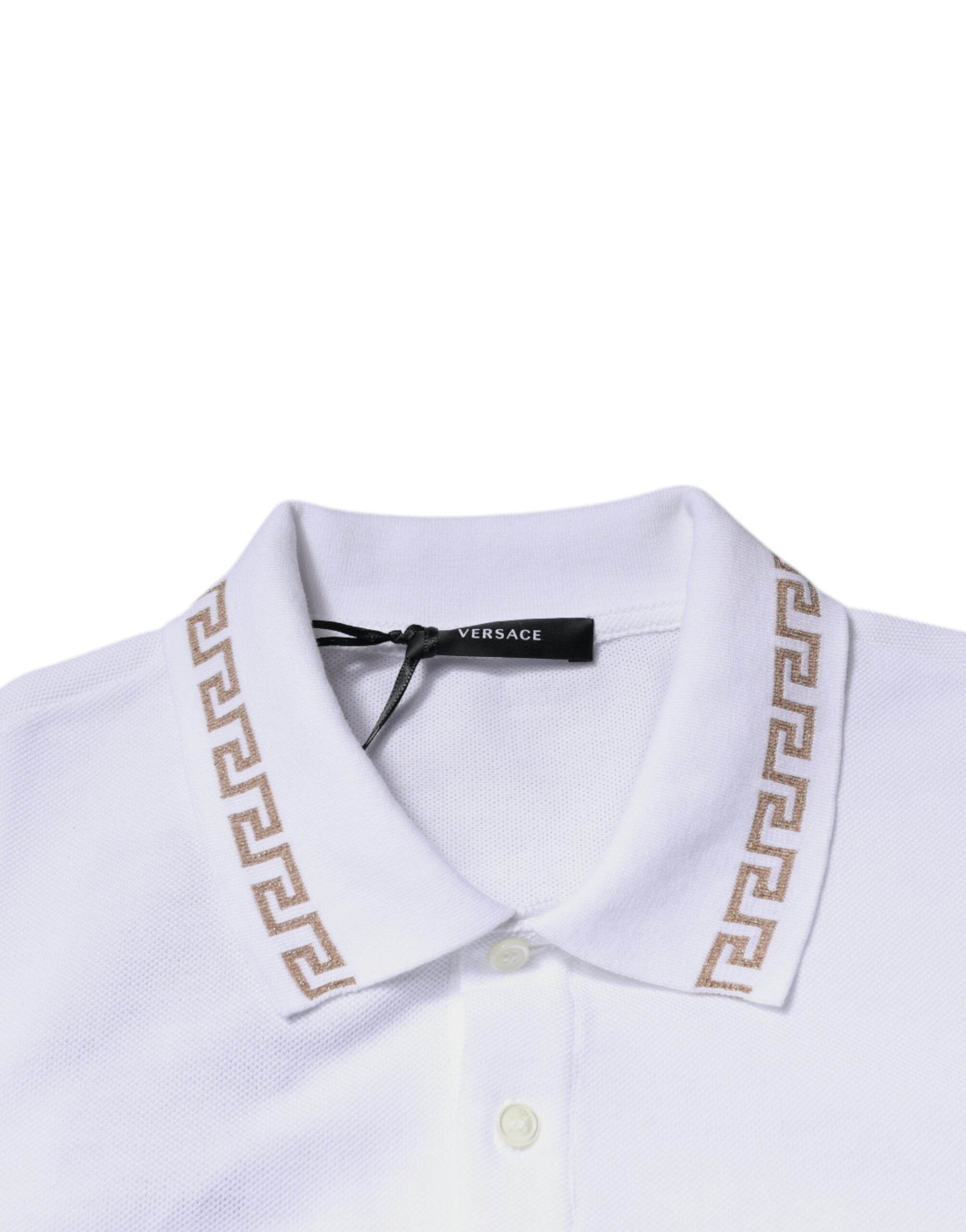 Versace White Viscose Collared Men Polo Short Sleeves T-shirt - Hilstor
