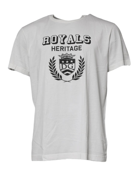 Dolce & Gabbana White Royals Heritage Cotton T-shirt - Hilstor
