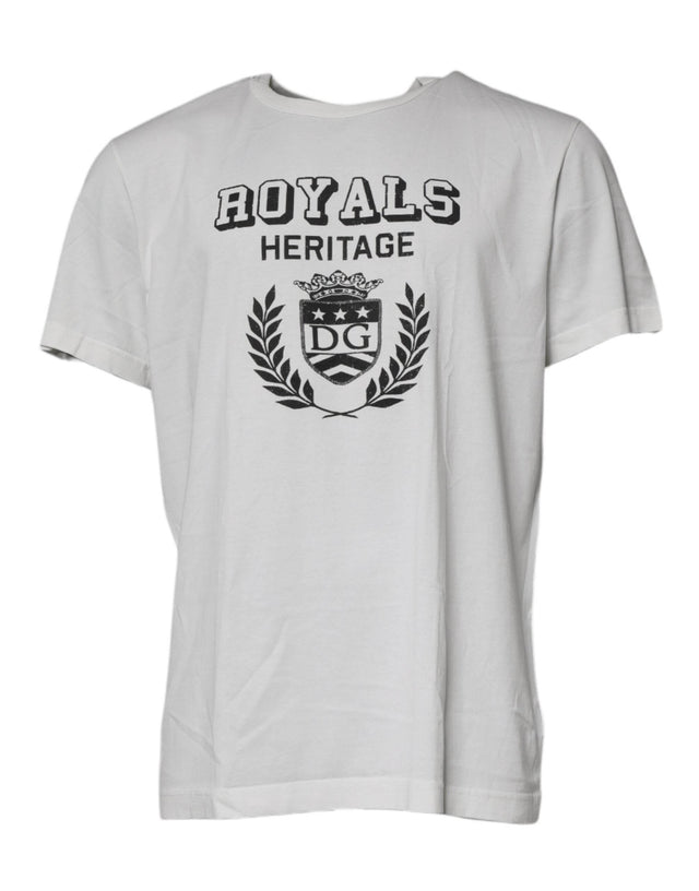 Dolce & Gabbana White Royals Heritage Cotton T-shirt - Hilstor