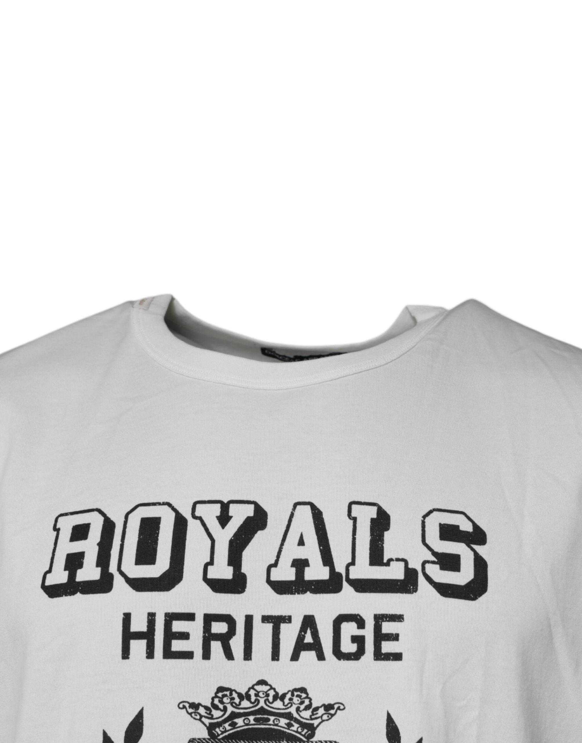 Dolce & Gabbana White Royals Heritage Cotton T-shirt - Hilstor