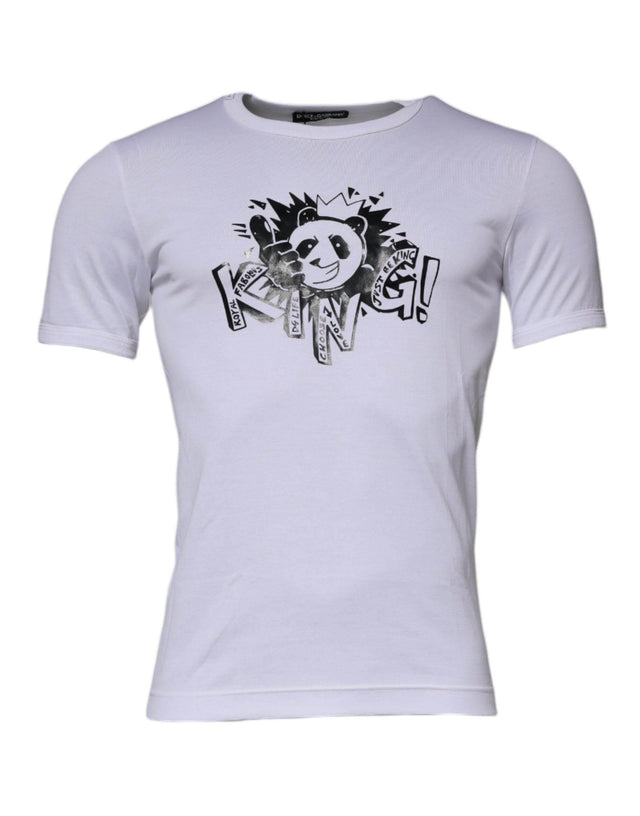 Dolce & Gabbana White Panda King Cotton Crew Neck T-shirt - Hilstor