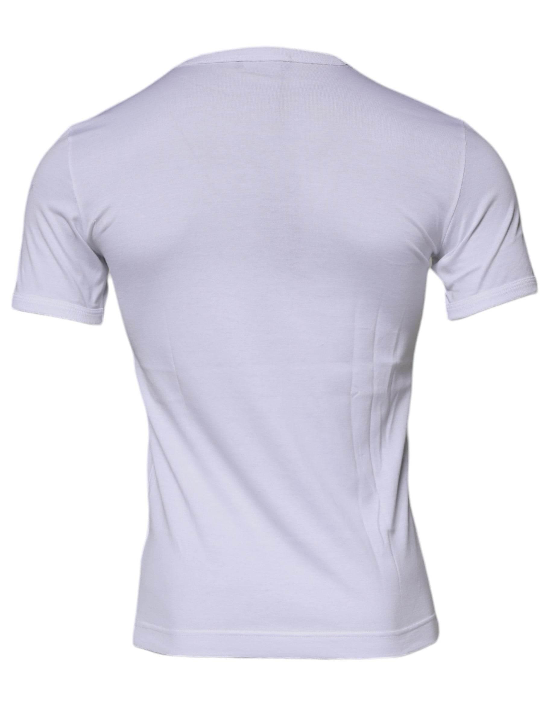 Dolce & Gabbana White Panda King Cotton Crew Neck T-shirt - Hilstor