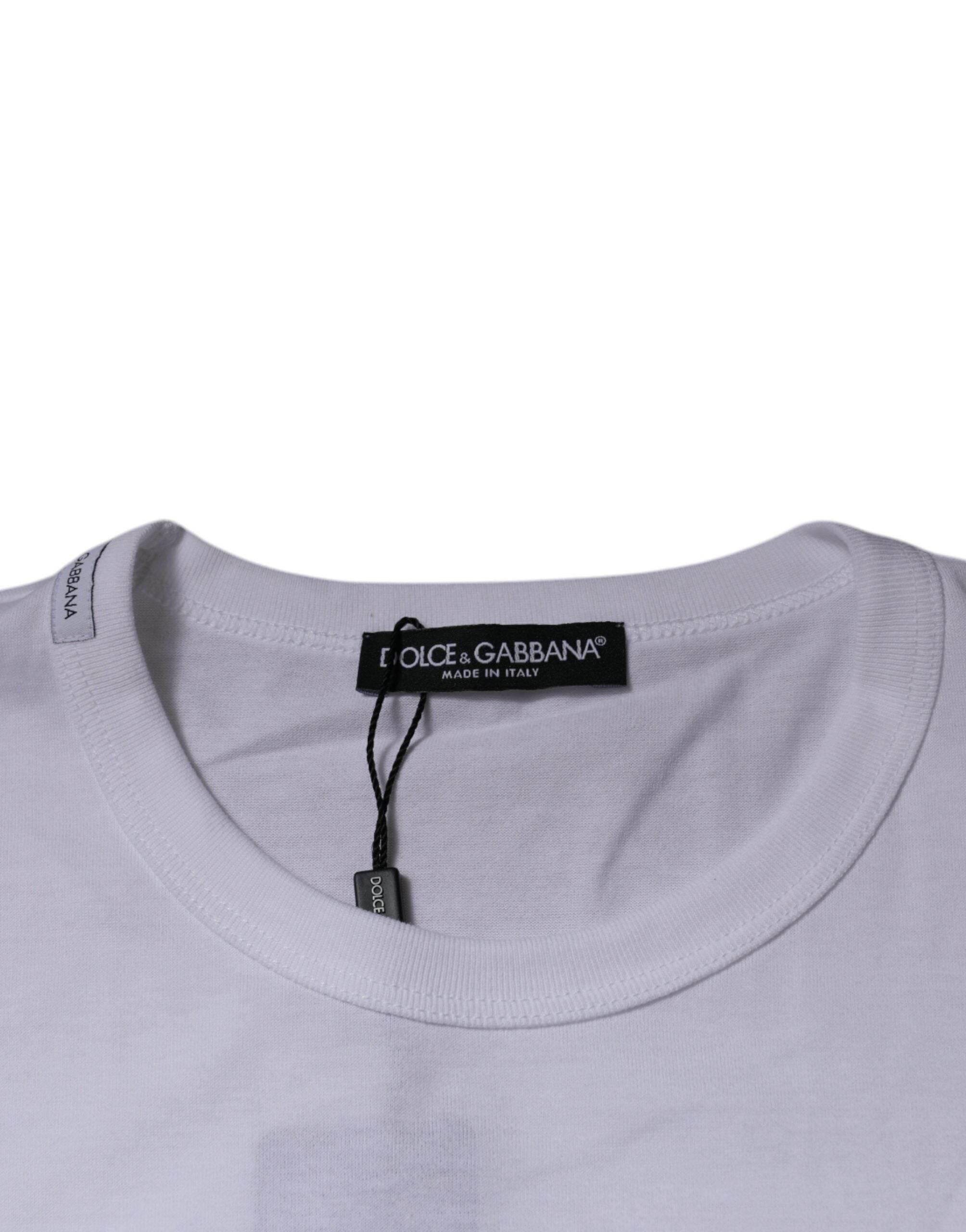 Dolce & Gabbana White Panda King Cotton Crew Neck T-shirt - Hilstor