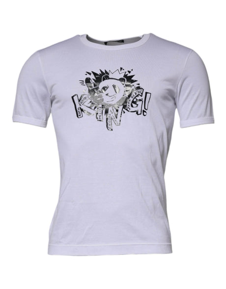 Dolce & Gabbana White Panda King Cotton Crew Neck T-shirt - Hilstor
