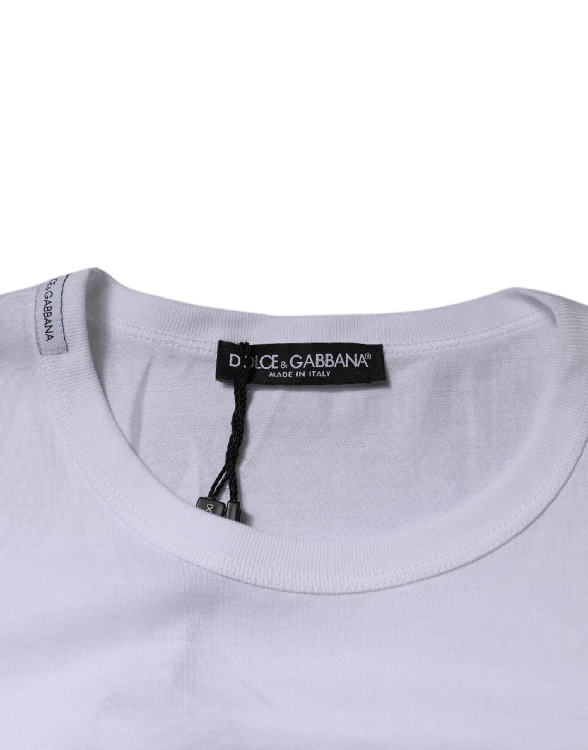 Dolce & Gabbana White Panda King Cotton Crew Neck T-shirt - Hilstor