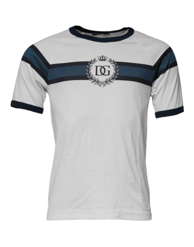 Dolce & Gabbana White DG Crown Cotton Crew Neck T-shirt - Hilstor