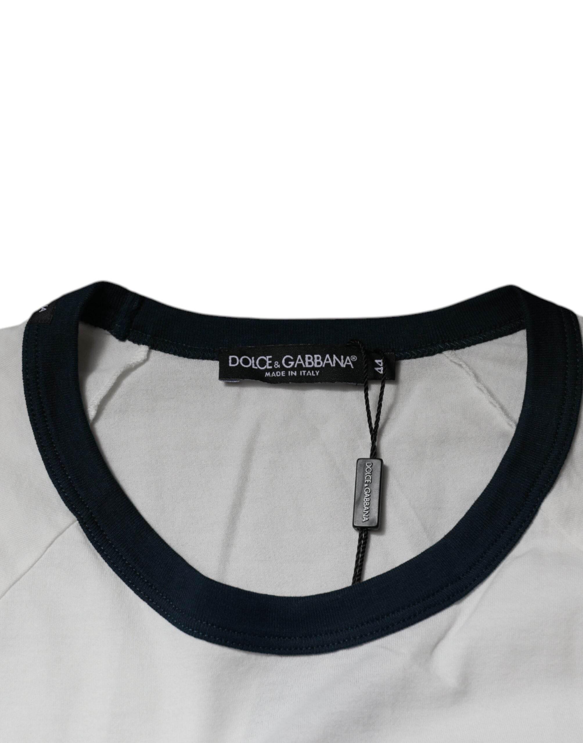 Dolce & Gabbana White DG Crown Cotton Crew Neck T-shirt - Hilstor