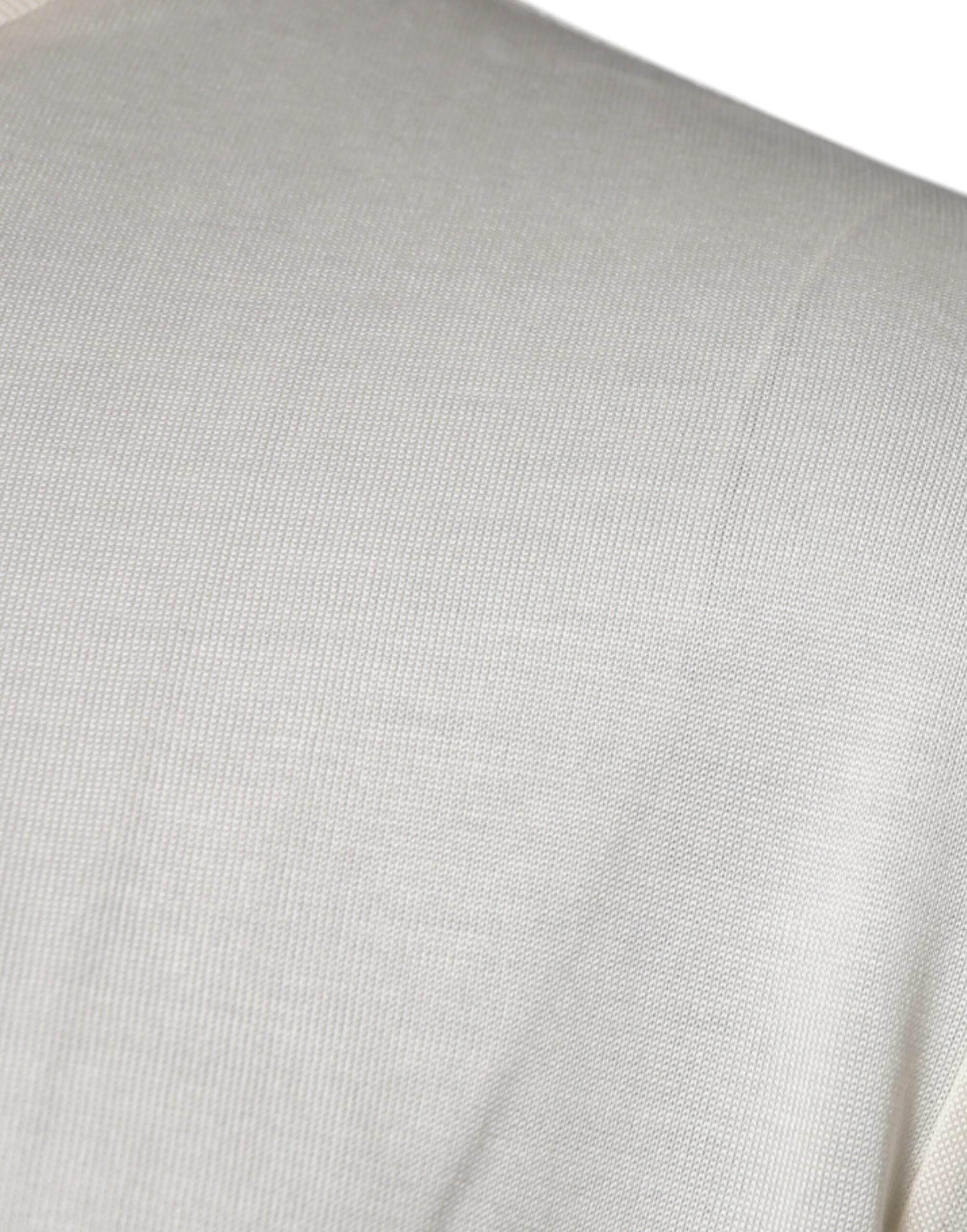 Dolce & Gabbana Off White Silk Crew Neck Short Sleeve T-shirt - Hilstor